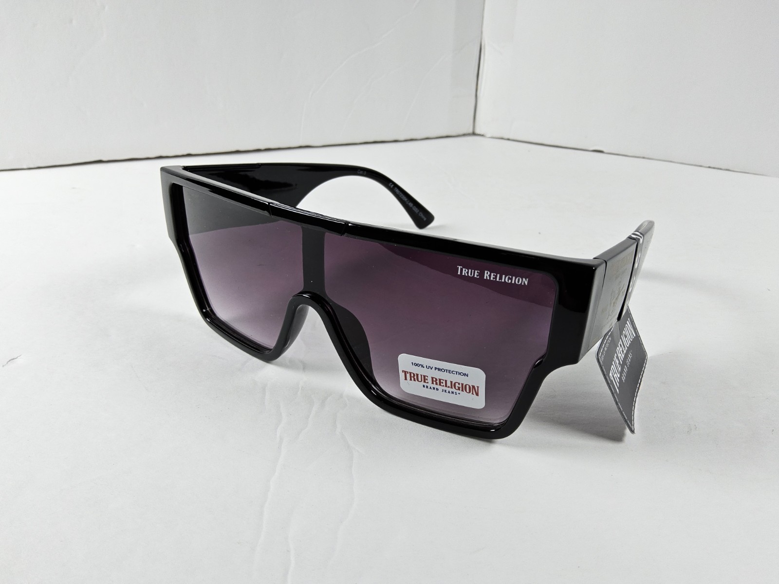 True Religion 100% UV Protection Black Trim Logo Square Sunglasses