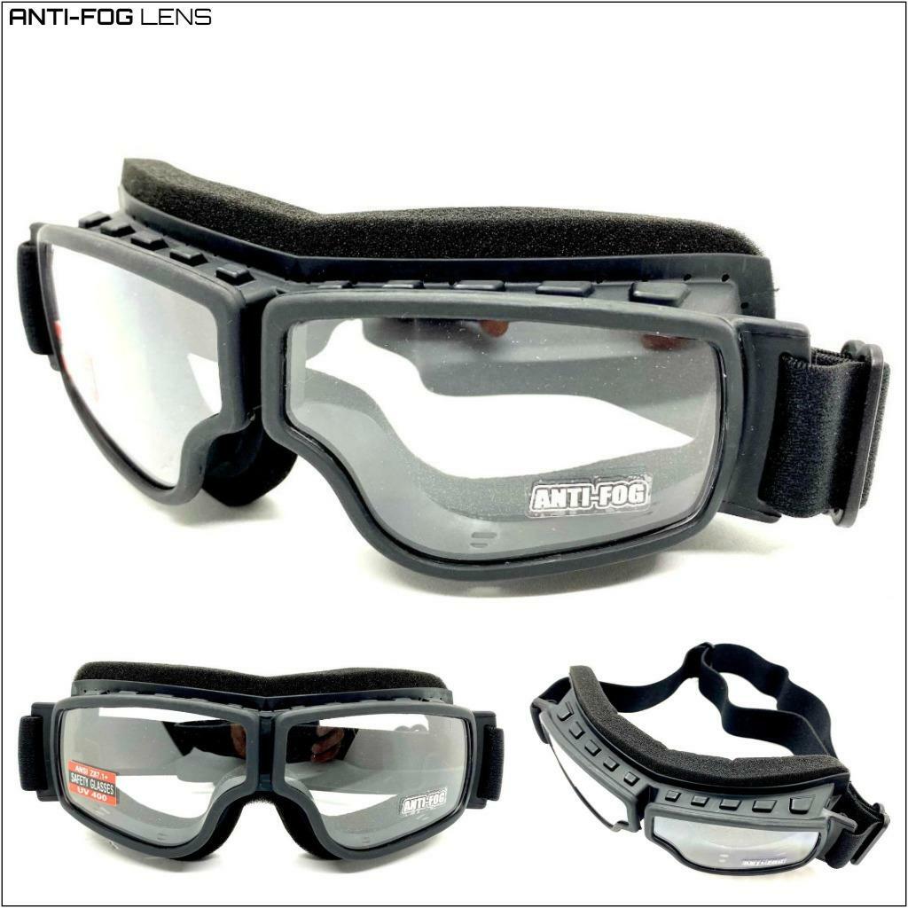MOTORCYCLE Riding Padded Safety Protective GOGGLES Anti-Fog Lens Fit Over Helmet