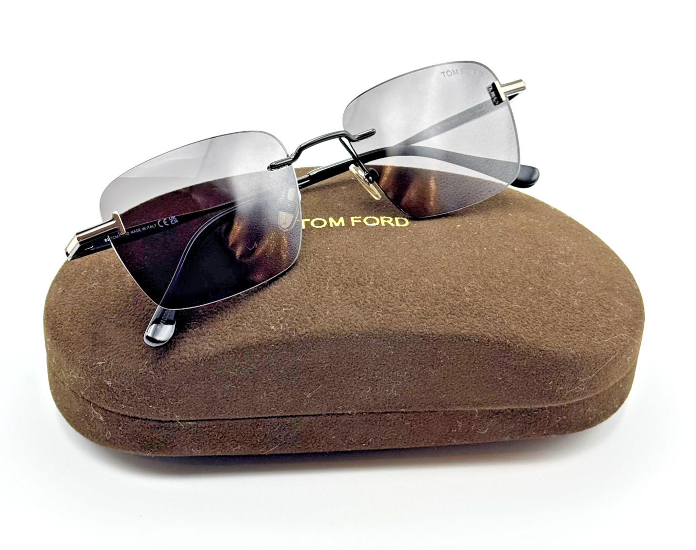 Tom Ford Sunglasses JAKE-02 TF1354 01A Black Rimless Smoke Lens 54-18-145mm
