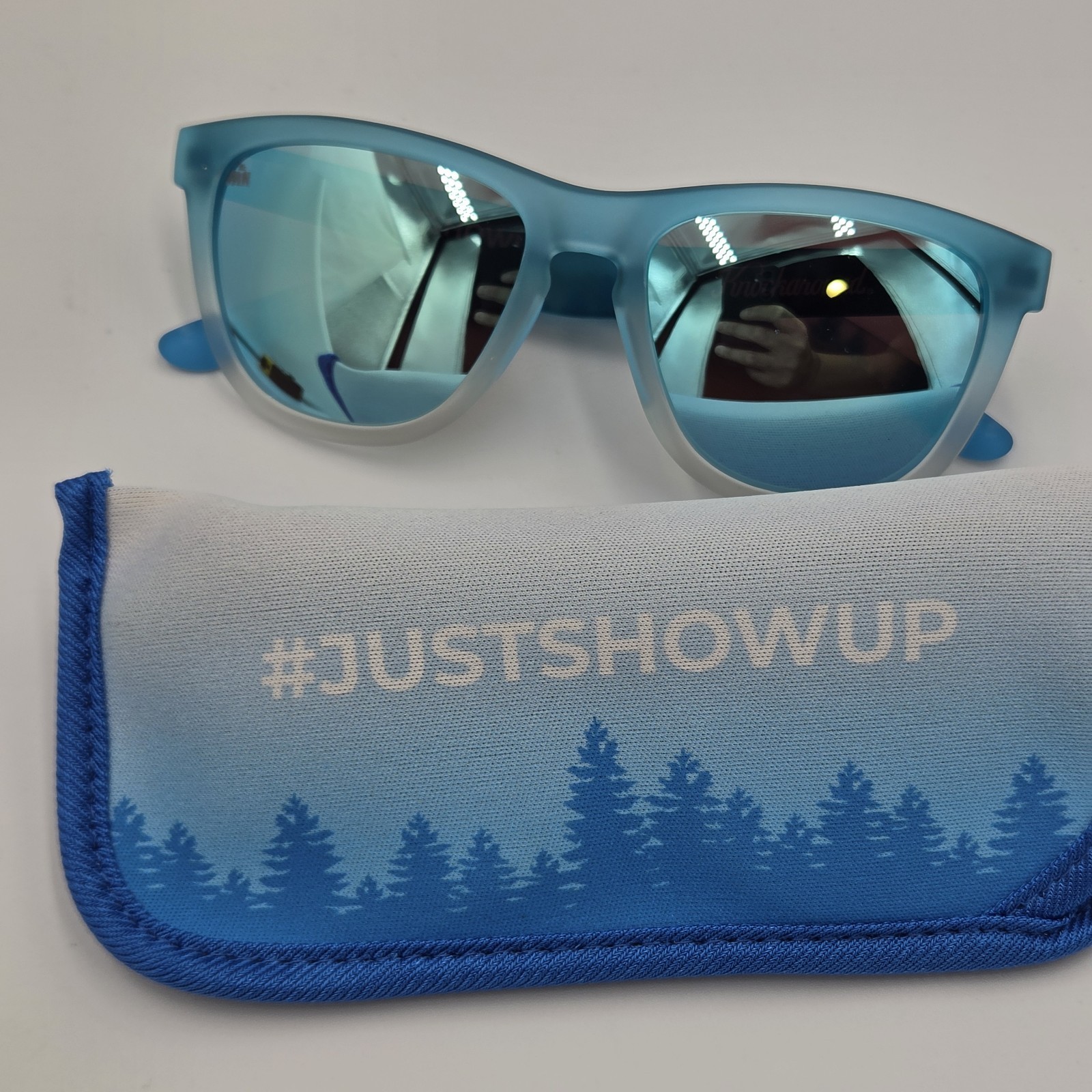 Knockaround #JUSTSHOWUP Limited Edition Forest Print Blue Mirror Sunglasses NEW