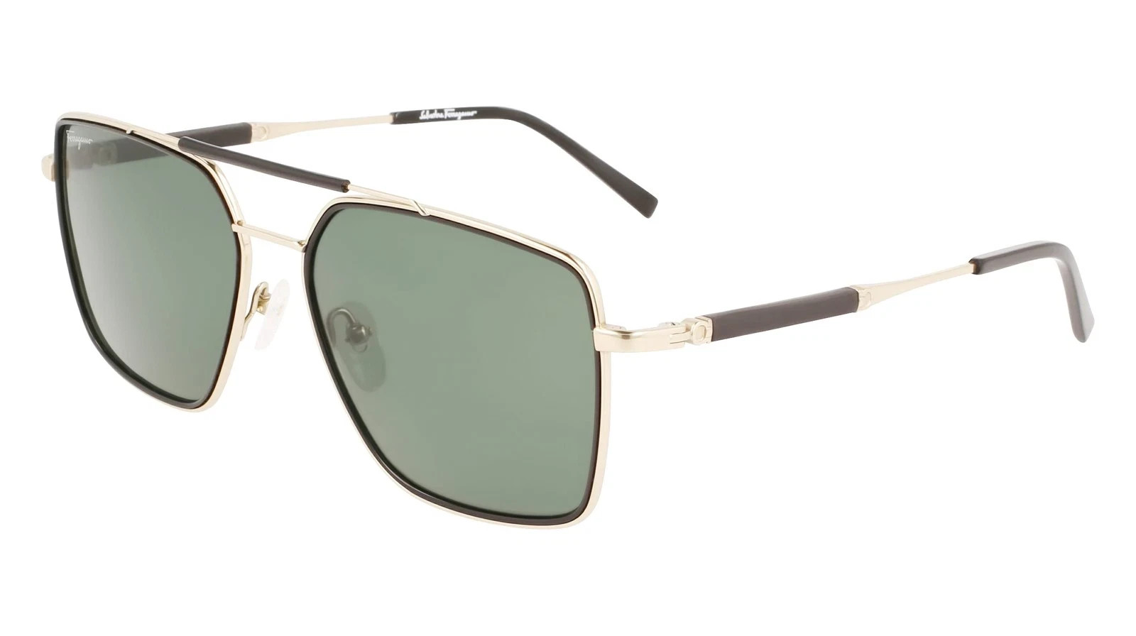 New Salvatore Ferragamo SF298S 703 Gold & Black Titanium Sunglass w/Green Lenses
