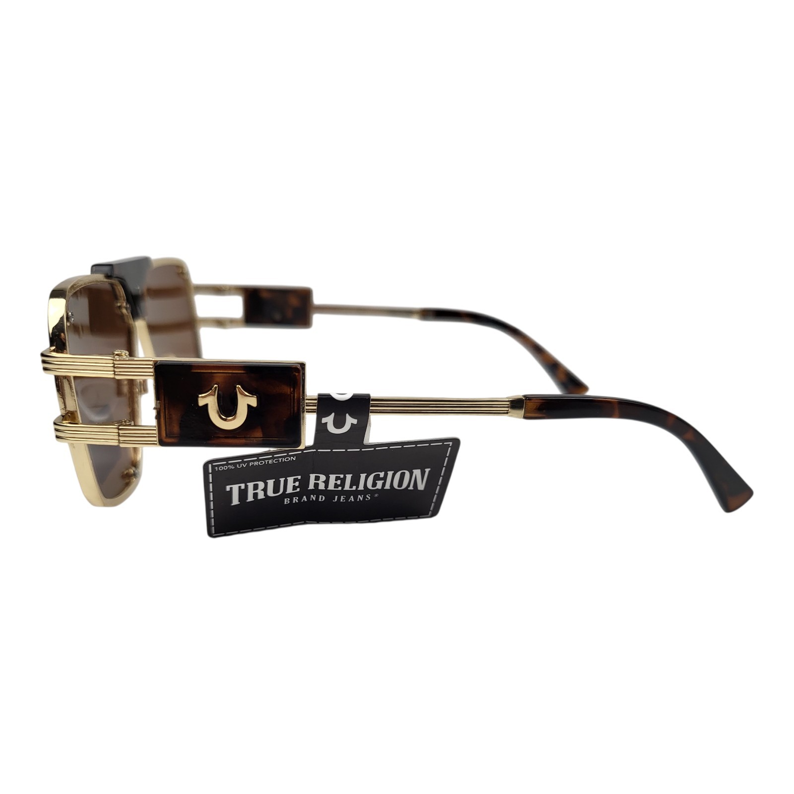 True Religion Mens Aviator Sunglasses 100% UV Protection New Gold Frames