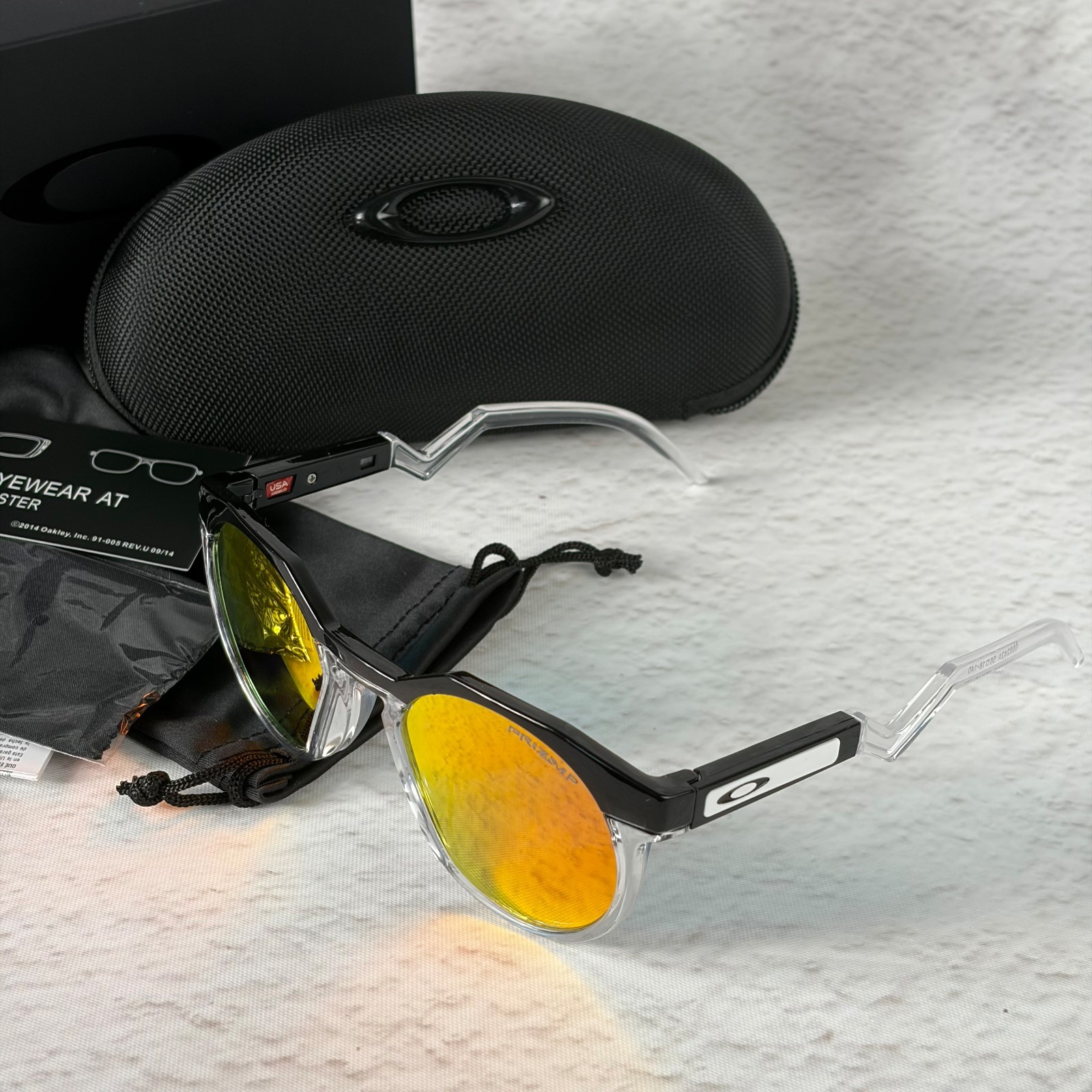 NEW Oakley HSTN Sunglasses Black Clear Frame Prizm Ruby Lens