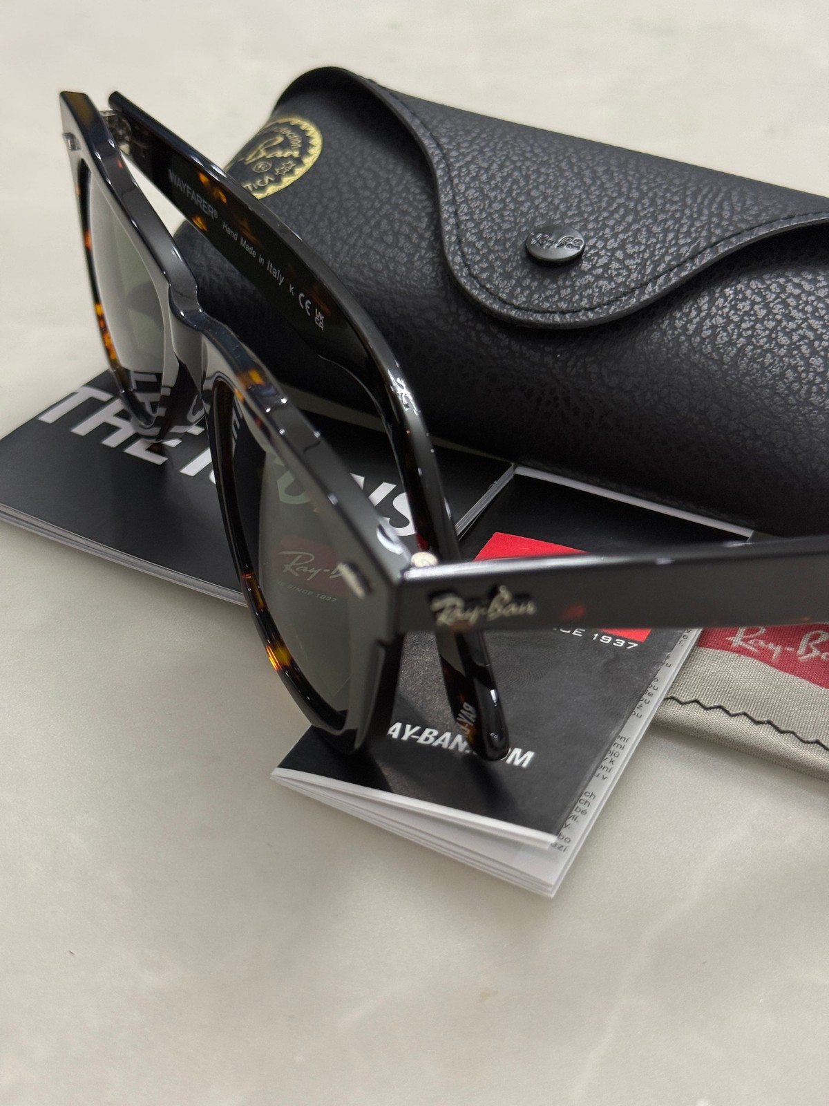 Ray-Ban Sunglasses RB2140 902 Original Wayfarer Tortoise Frame Green Lenses 50mm