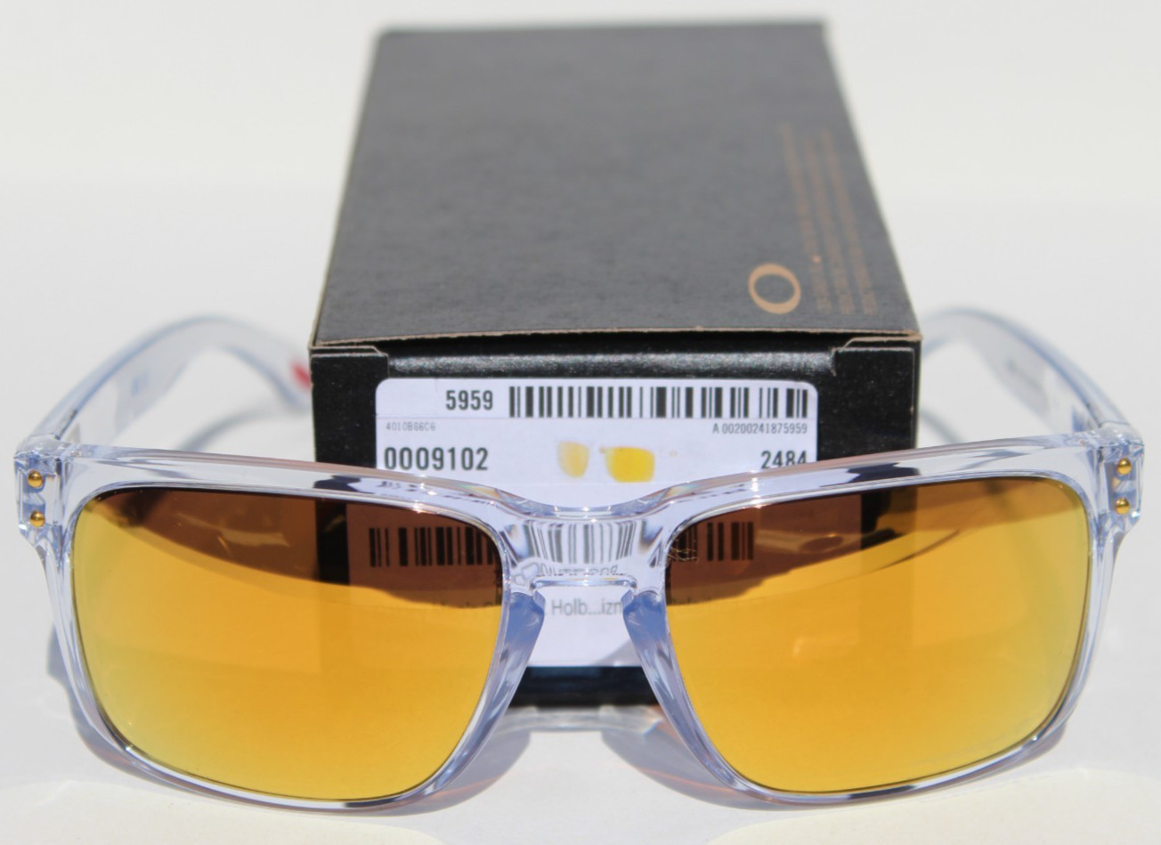 OAKLEY Holbrook POLARIZED Sunglasses Crystal Clear/Prizm 24K Gold OO9102-AD NEW