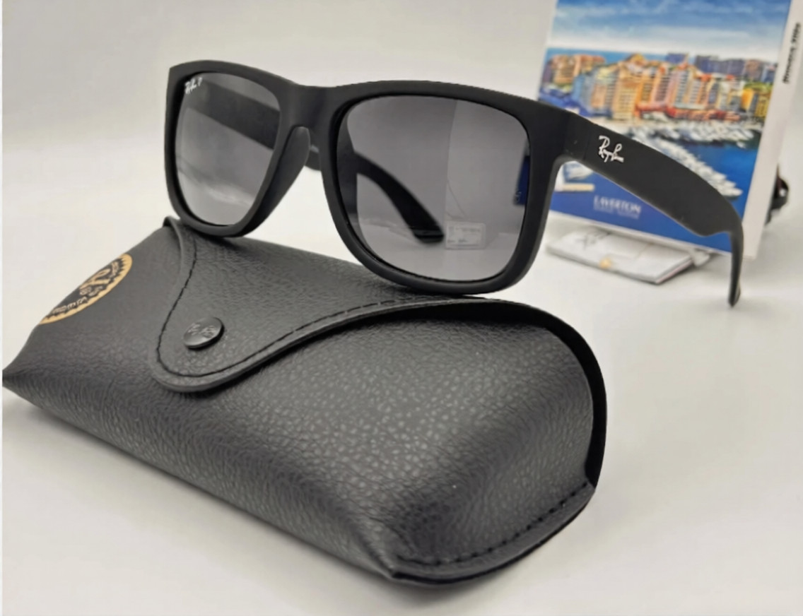 Ray-Ban Justin RB4165 622/2V Polarized Sunglasses Matte Black Grey Lens 54mm