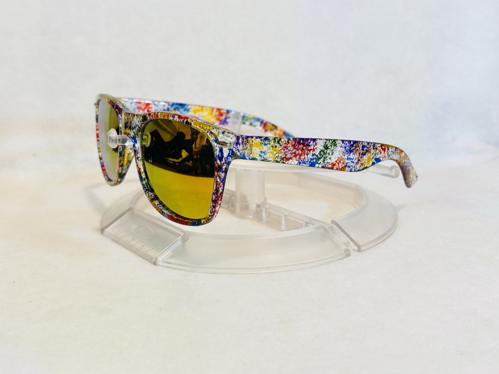 Custom PixelVivid Rainbow Metallic Marble Sunglasses with Gold Mirror Lenses