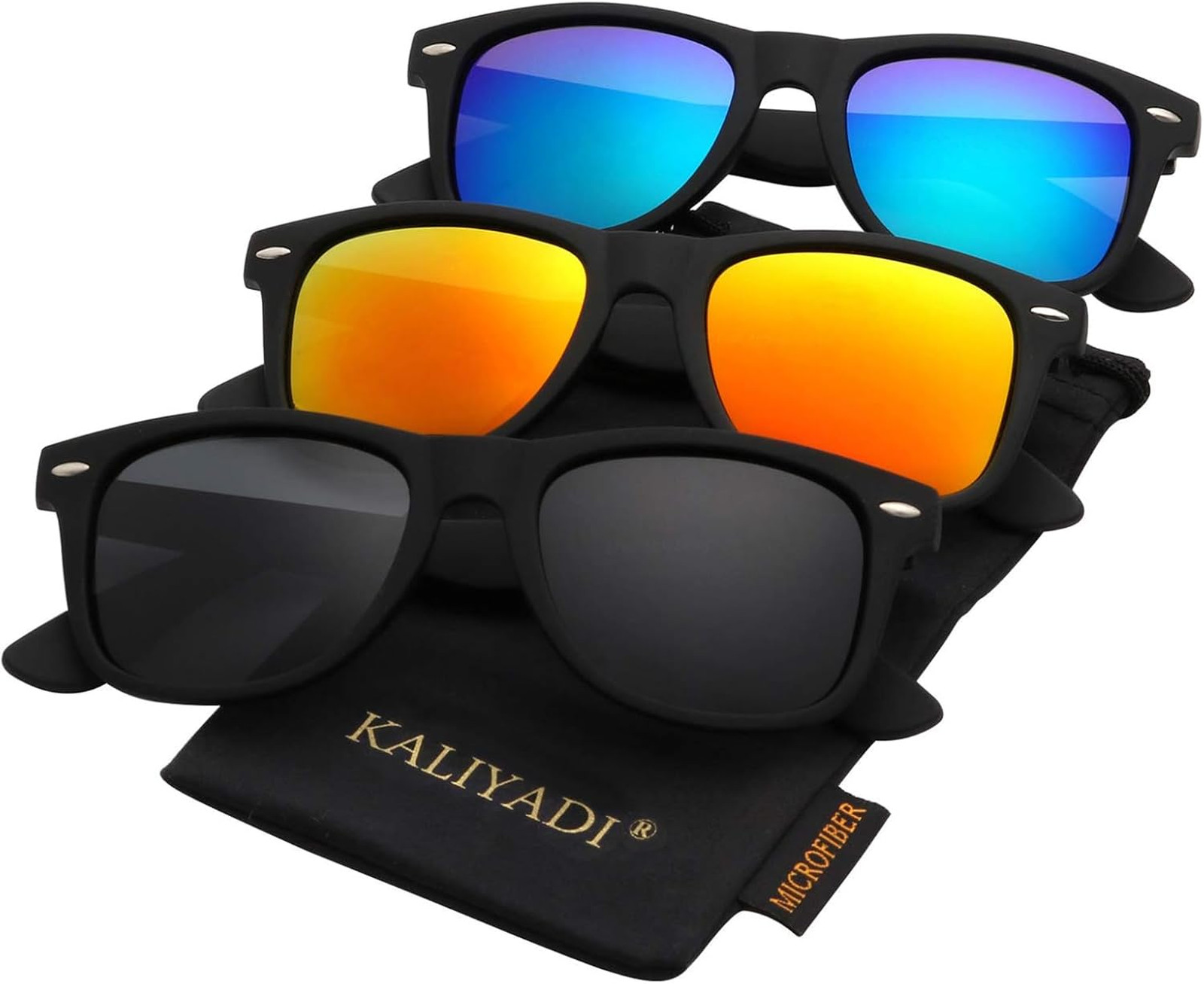 Polarized Sunglasses Men Women Matte Finish UV Protection Mirror Lenses 3 Pack