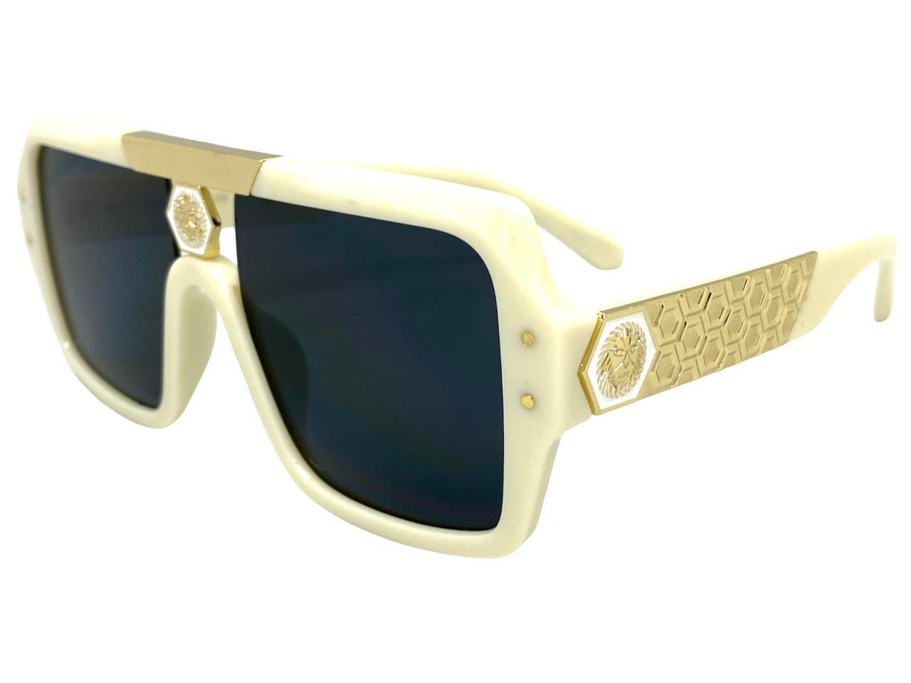 Classic Retro Hardcore Hip Hop Rapper Pimp SUN GLASSES Thick Square Cream Frame