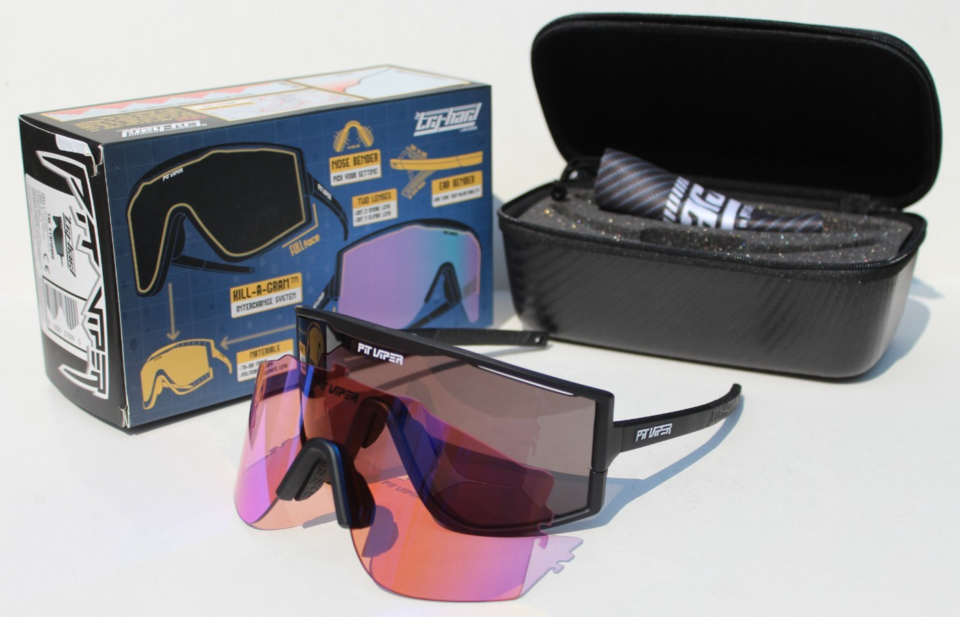 PIT VIPER The Standard Try-Hard Sunglasses Black/Smoke Interchange NEW RARE