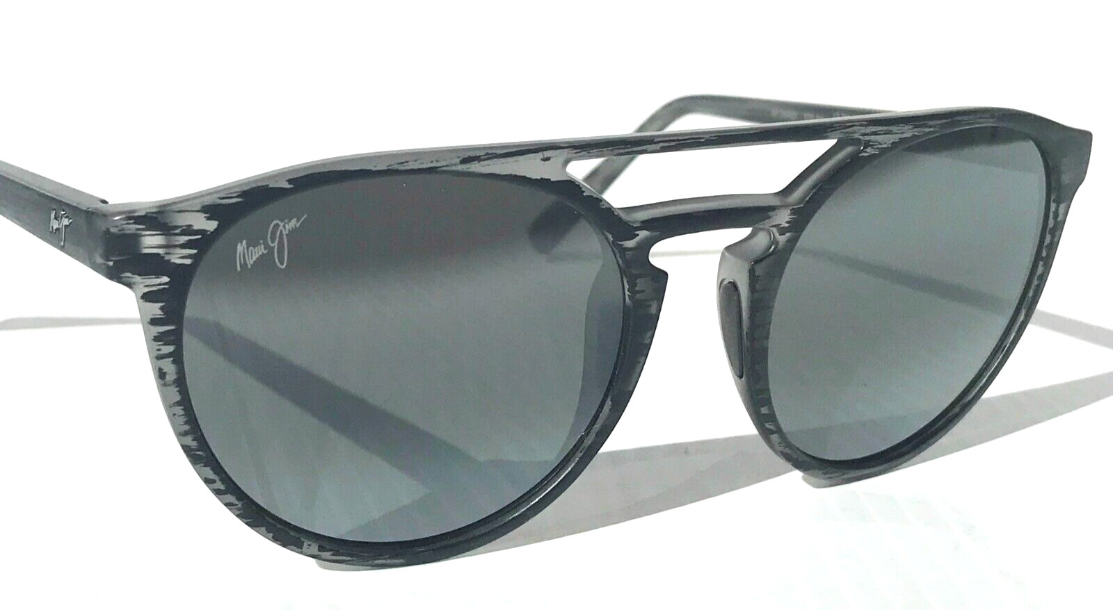 UK Maui Jim AH DANG Matte Grey Woodgrain POLARIZED Grey GLASS Sunglass 781-11M