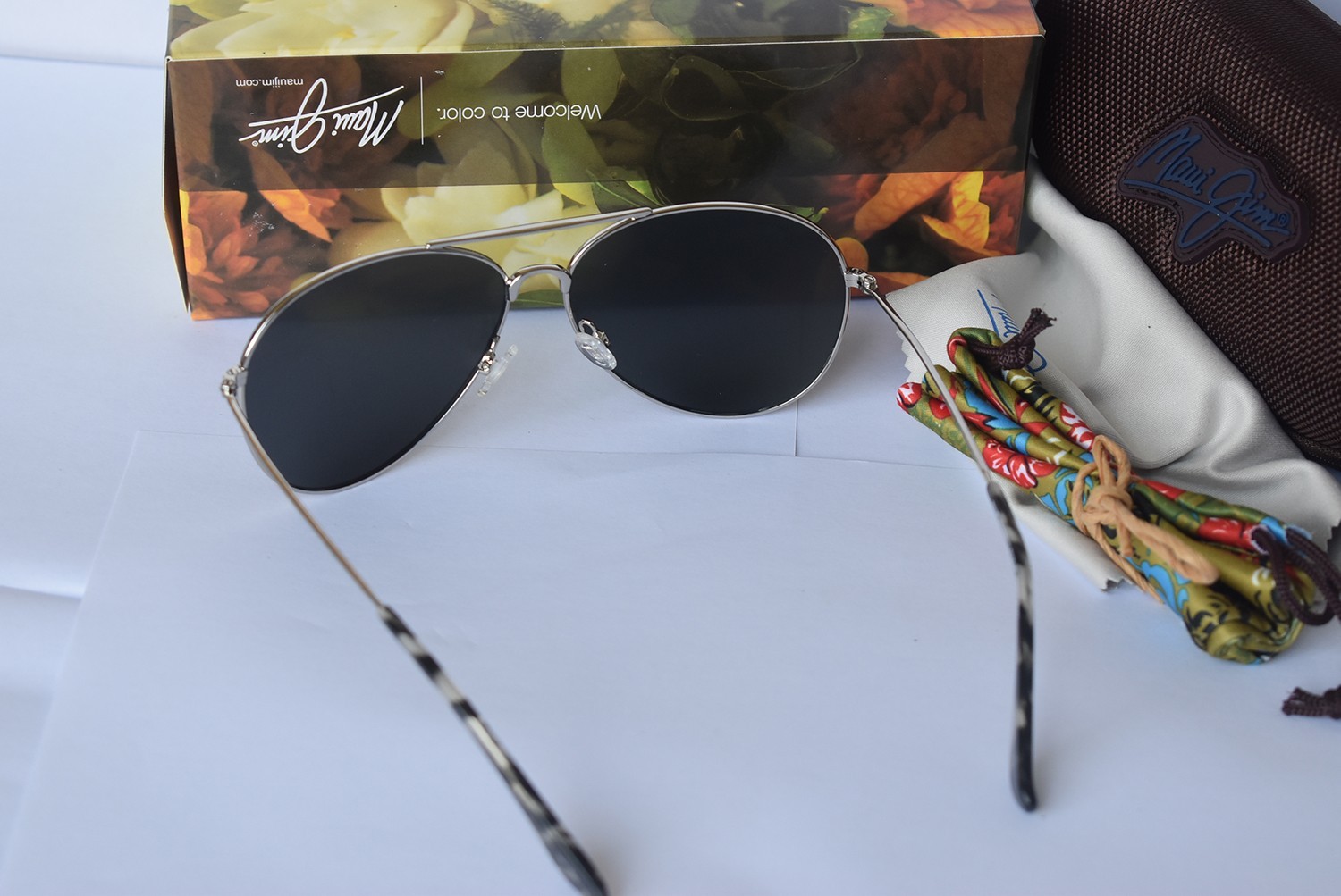Maui Jim Mavericks GS264-17 Polarized Silver Aviator Sunglasses Neutral Grey Len
