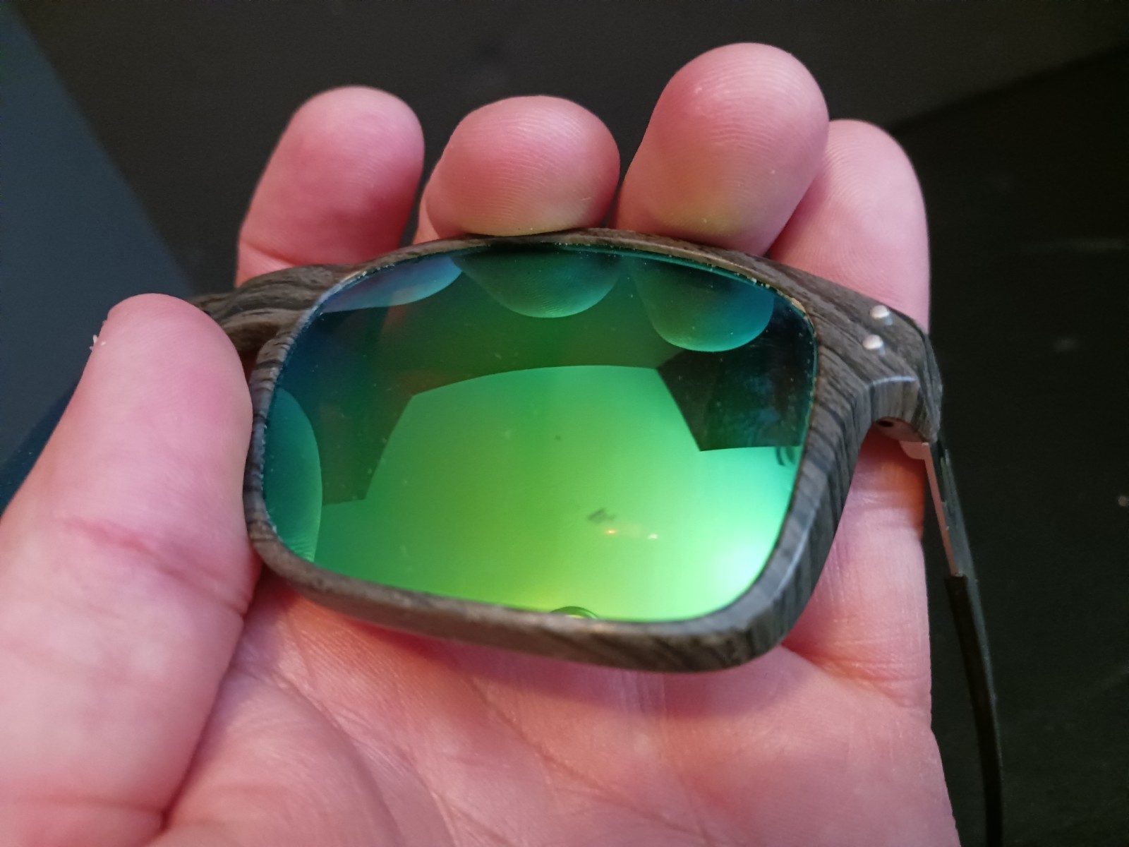 Oakley Holbrook Mix OO9384-0457 Sunglasses Woodgrain Green Mirror 57-17-138