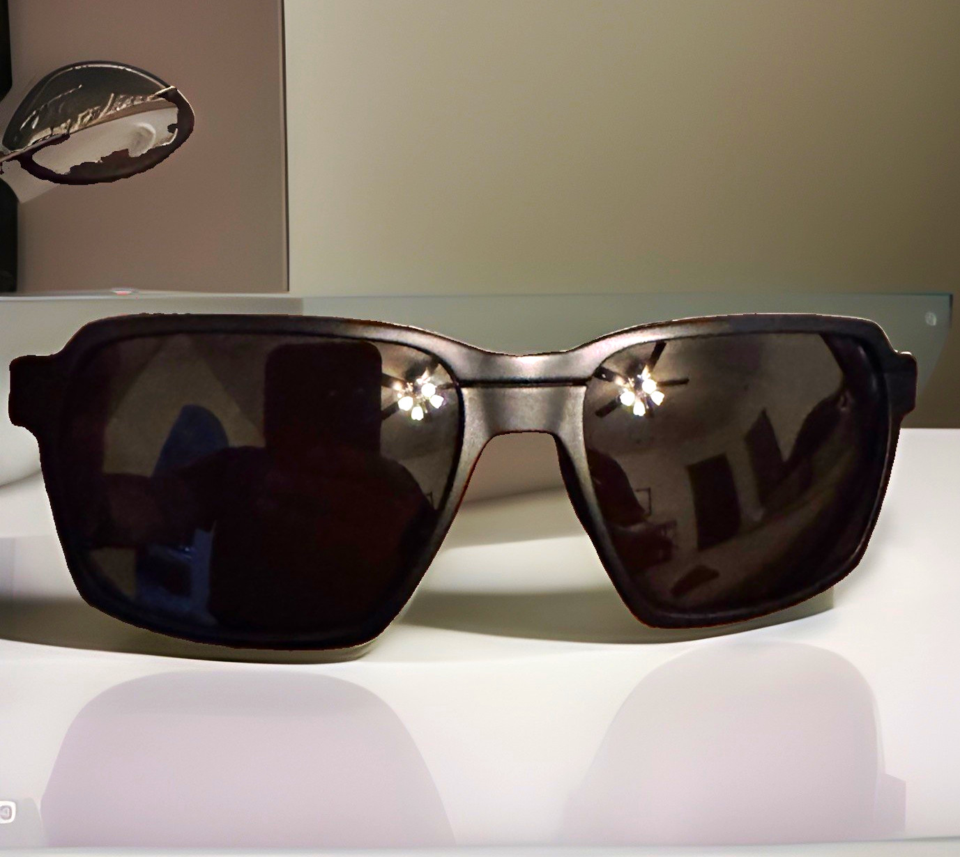 Oakley Parlay OO4143-0458 Matte Black Rectangular Sunglasses Gray Tinted 145mm.