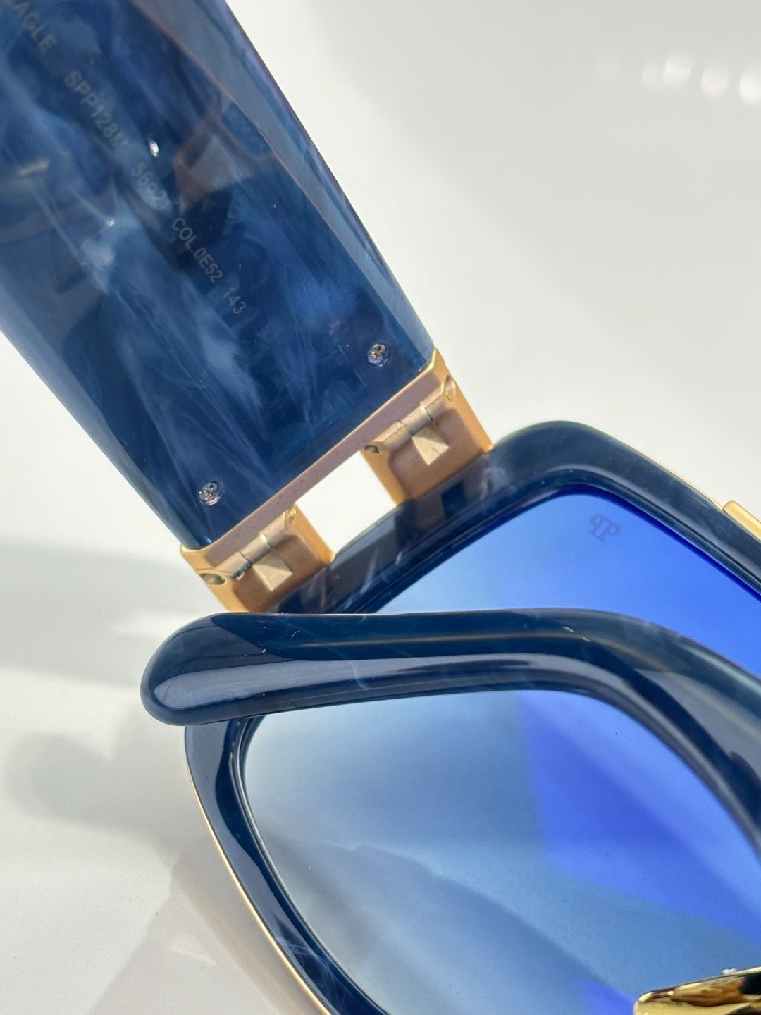 Philipp Plein SPP128M Blue Marble Sunglasses Gold Trim Blue Gradient Lens 56-21-