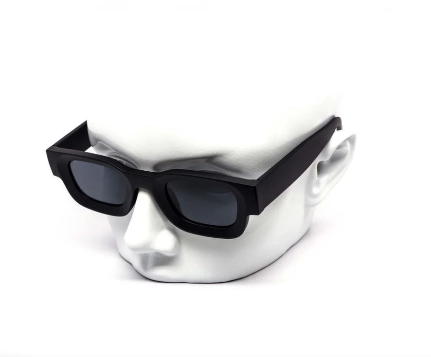 Men’s Sunglasses Square UV 400 Protection Black Frame Blue Lens Rapper Luxury