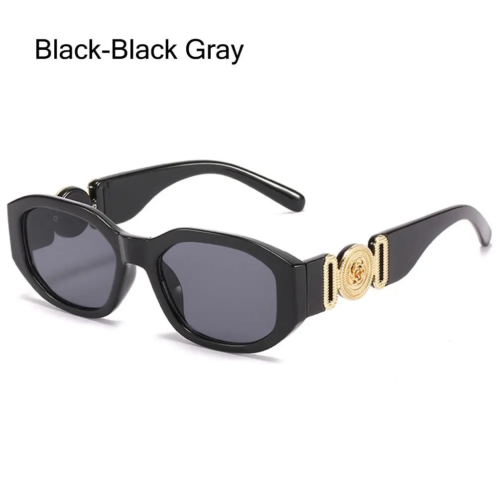 Irregular Oval Sunglasses Metal Rose Accent UV400 Unisex Retro Fashion Shades