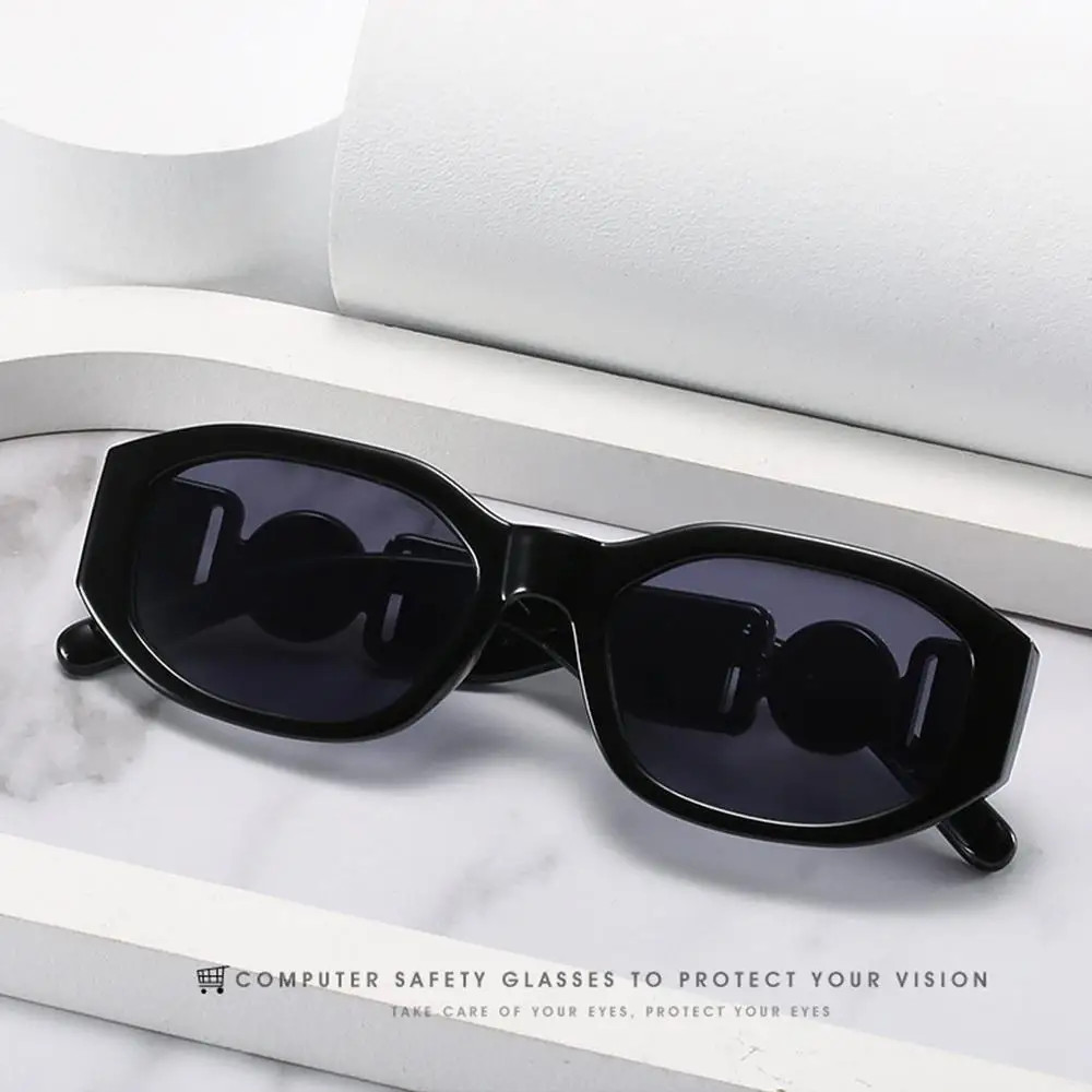 Irregular Oval Sunglasses Metal Rose Accent UV400 Unisex Retro Fashion Shades
