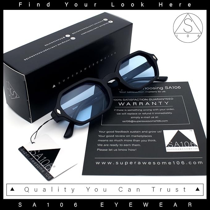 SA106 Retro Octagon Thick Frame Sunglasses Geometric Bold Small Frame UV400