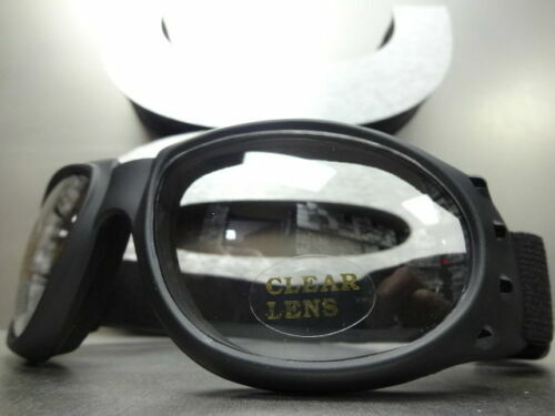 MOTORCYCLE BIKER Day or Night RIDING PADDED GLASSES GOGGLES Clear ANTI FOG LENS