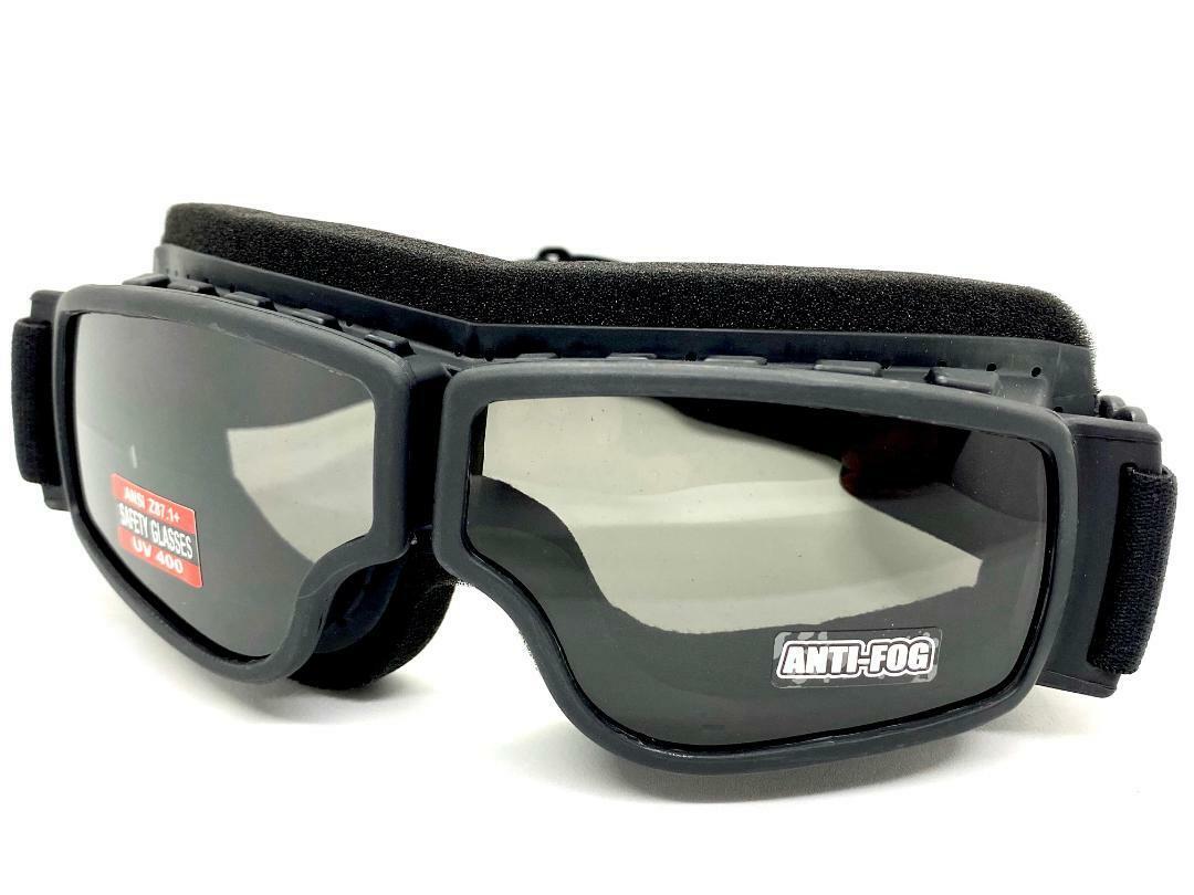 MOTORCYCLE Riding Padded Safety Protective GOGGLES Anti-Fog Lens Fit Over Helmet