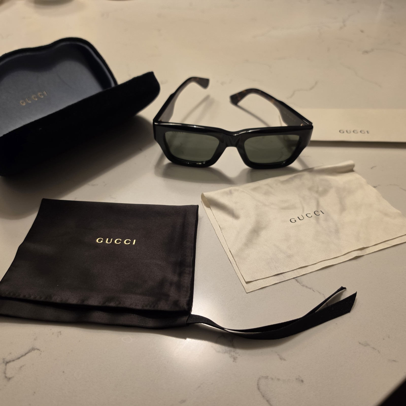 GUCCI GG1668S 001 Black Grey Havana Men’s Medium 52 mm Sunglasses