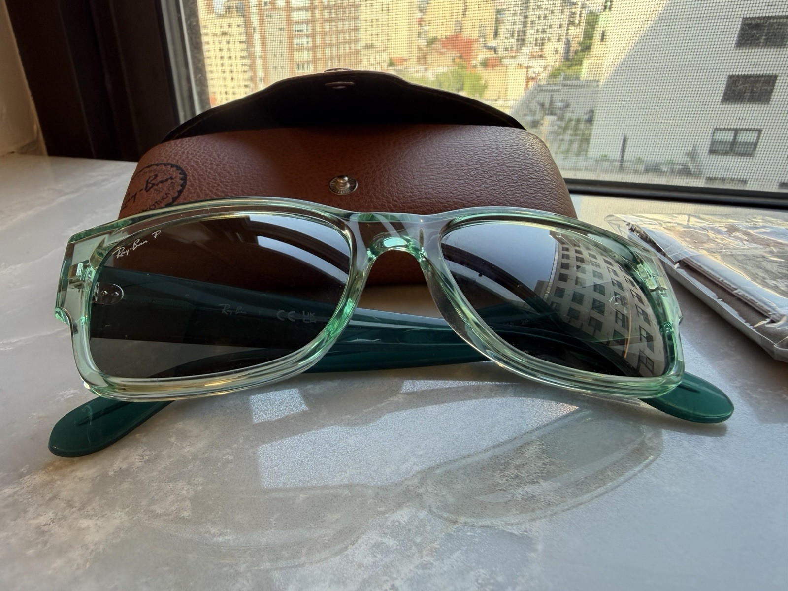 Turquoise Men’s Ray-Ban Polarized Justin Sunglasses RB4388 55mm