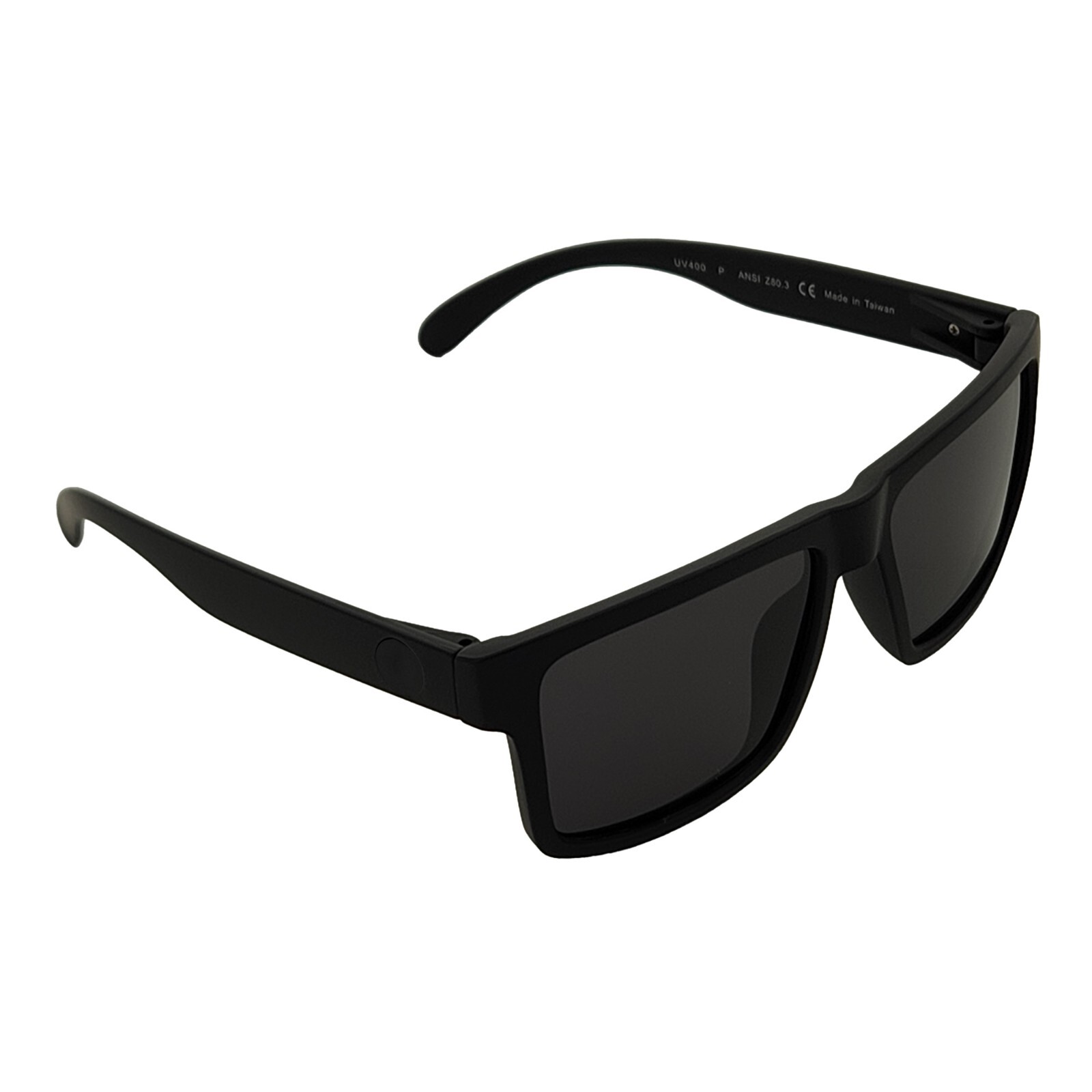 Men’s Polarized Square Sunglasses Matte Black Frame Dark Smoke Lens Z80 NIB