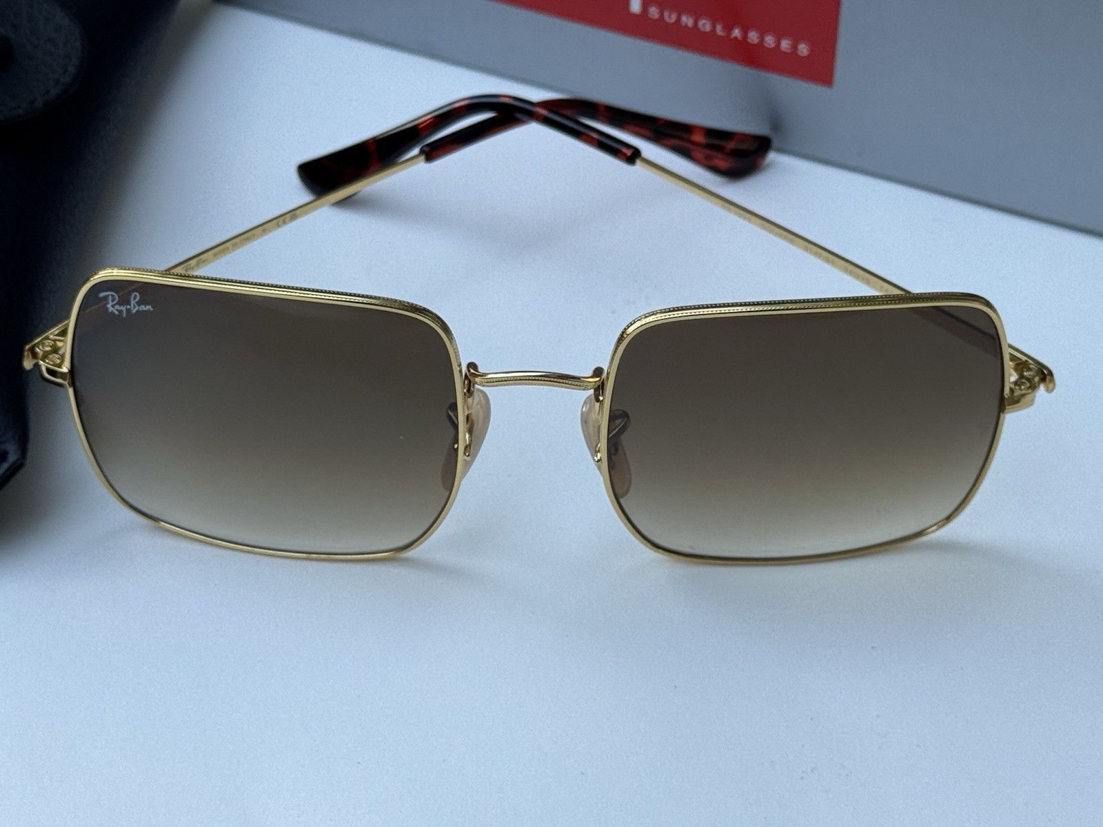 NEW Ray-Ban RB1971 9147/51 SQUARE CLASSIC Polished Gold Grad Brown Sunglasses 54