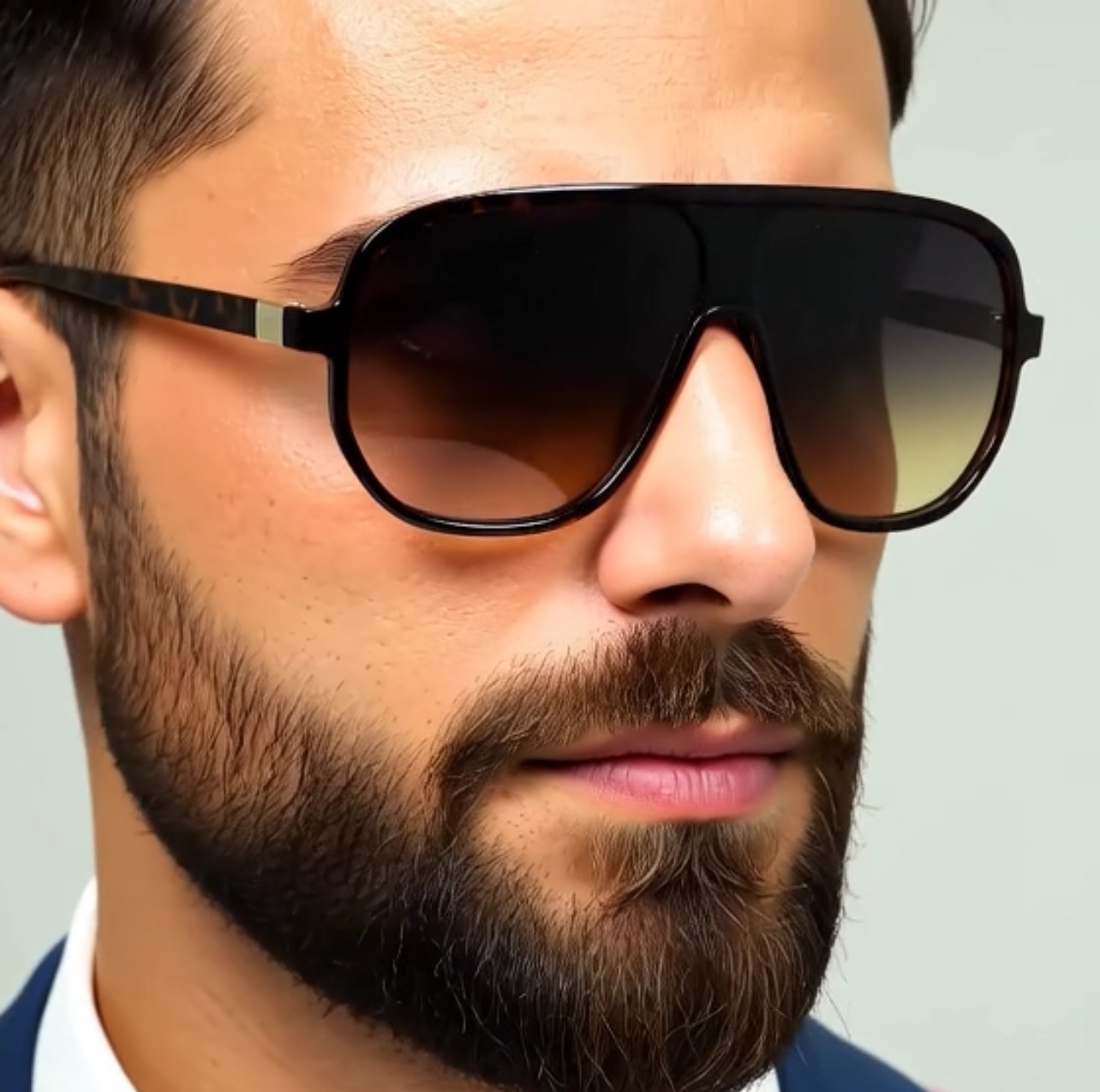 Men Guy Dude Square Sunglasses Shades 100% UV Protection Fashion Flat Black Lens