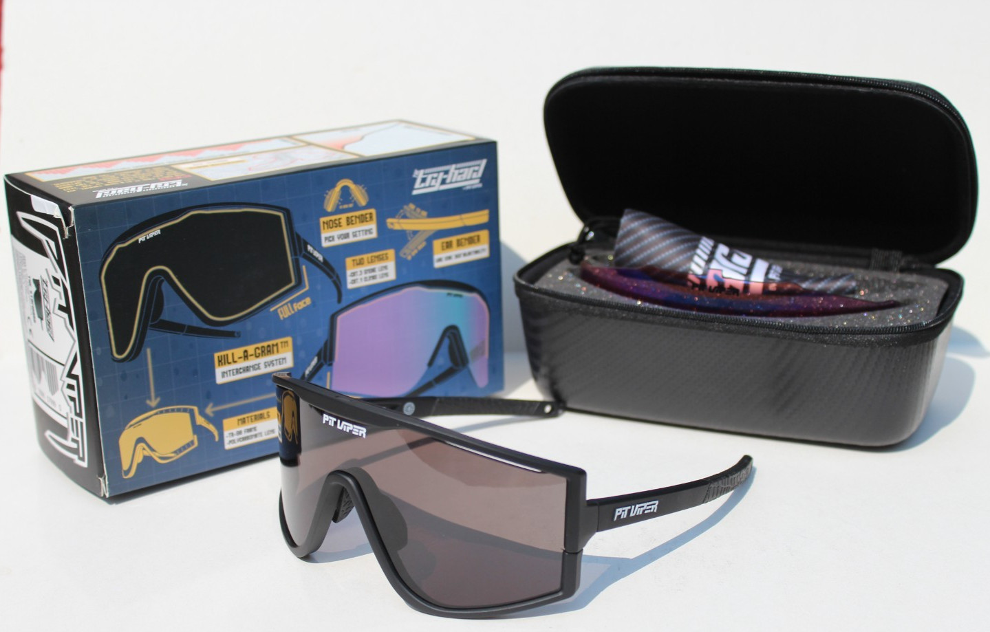 PIT VIPER The Standard Try-Hard Sunglasses Black/Smoke Interchange NEW RARE