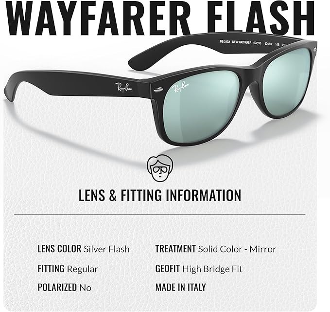 Ray-Ban RB2132 Wayfarer Flash square Sunglasses w/ eyewear kit