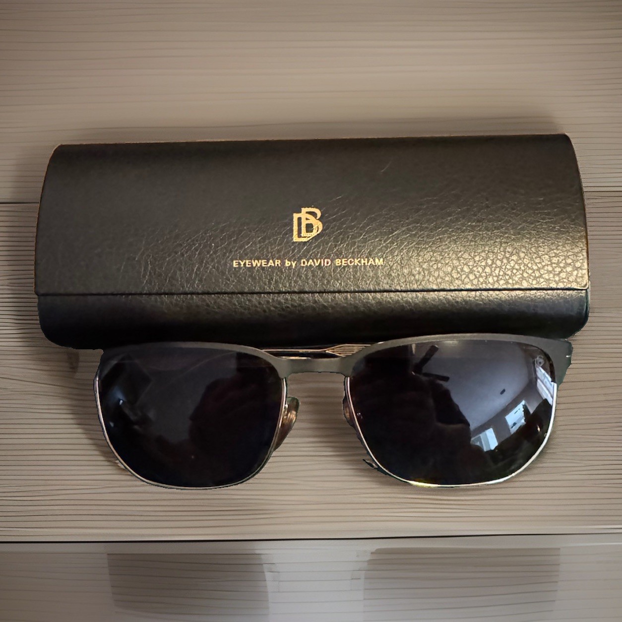 David Beckham DB1131S 0146 90 Matte Black Gold Soft Square Sunglasses Flex Hinge