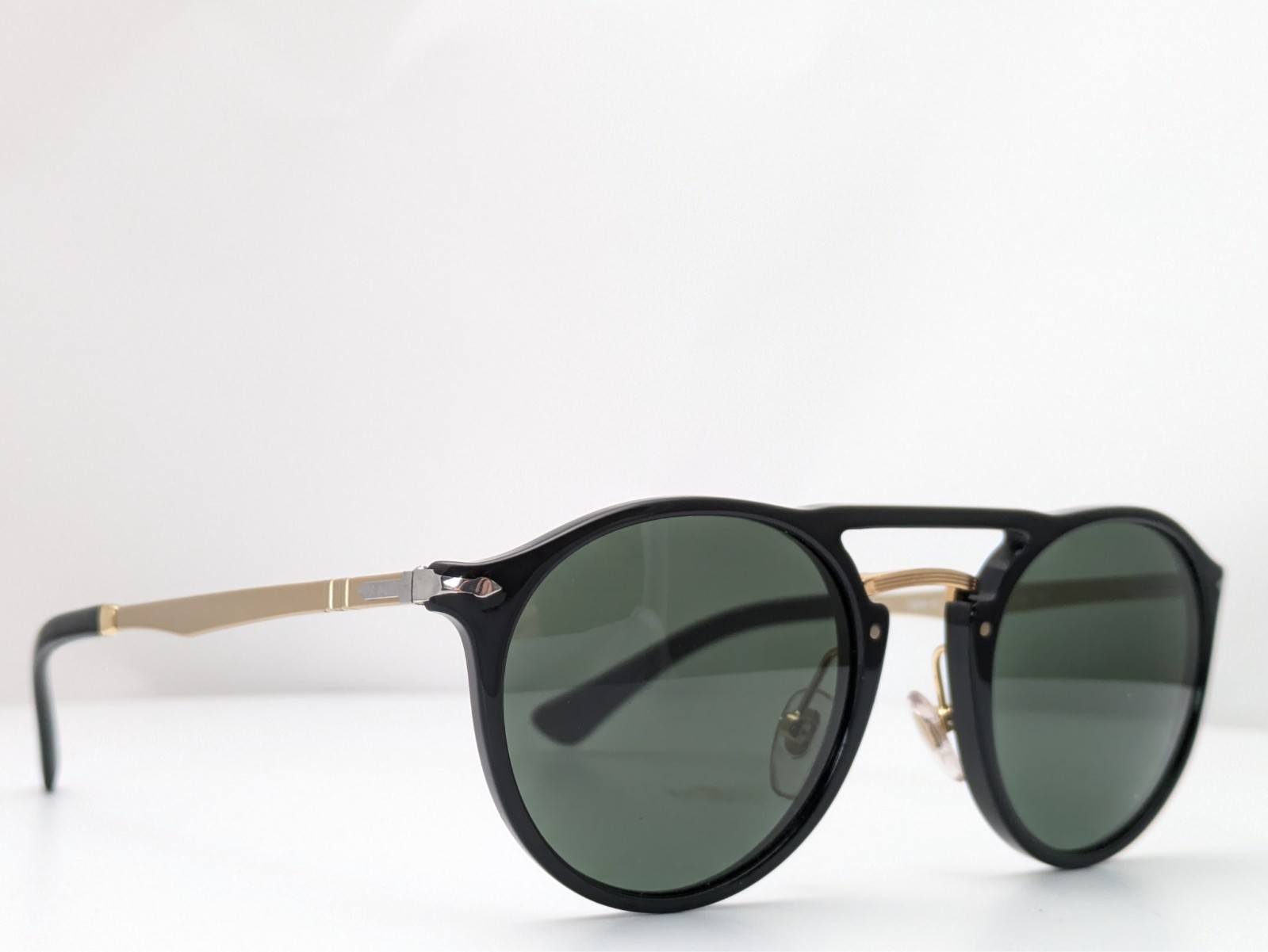 Persol Sunglasses Phantos PO3264S 95/31 Black Gold w/ Green Lenses Unisex 50mm