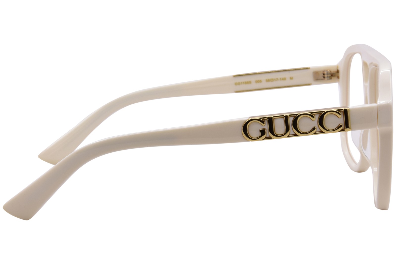 Gucci GG1188S 005 Sunglasses Ivory/Clear Pilot 58mm