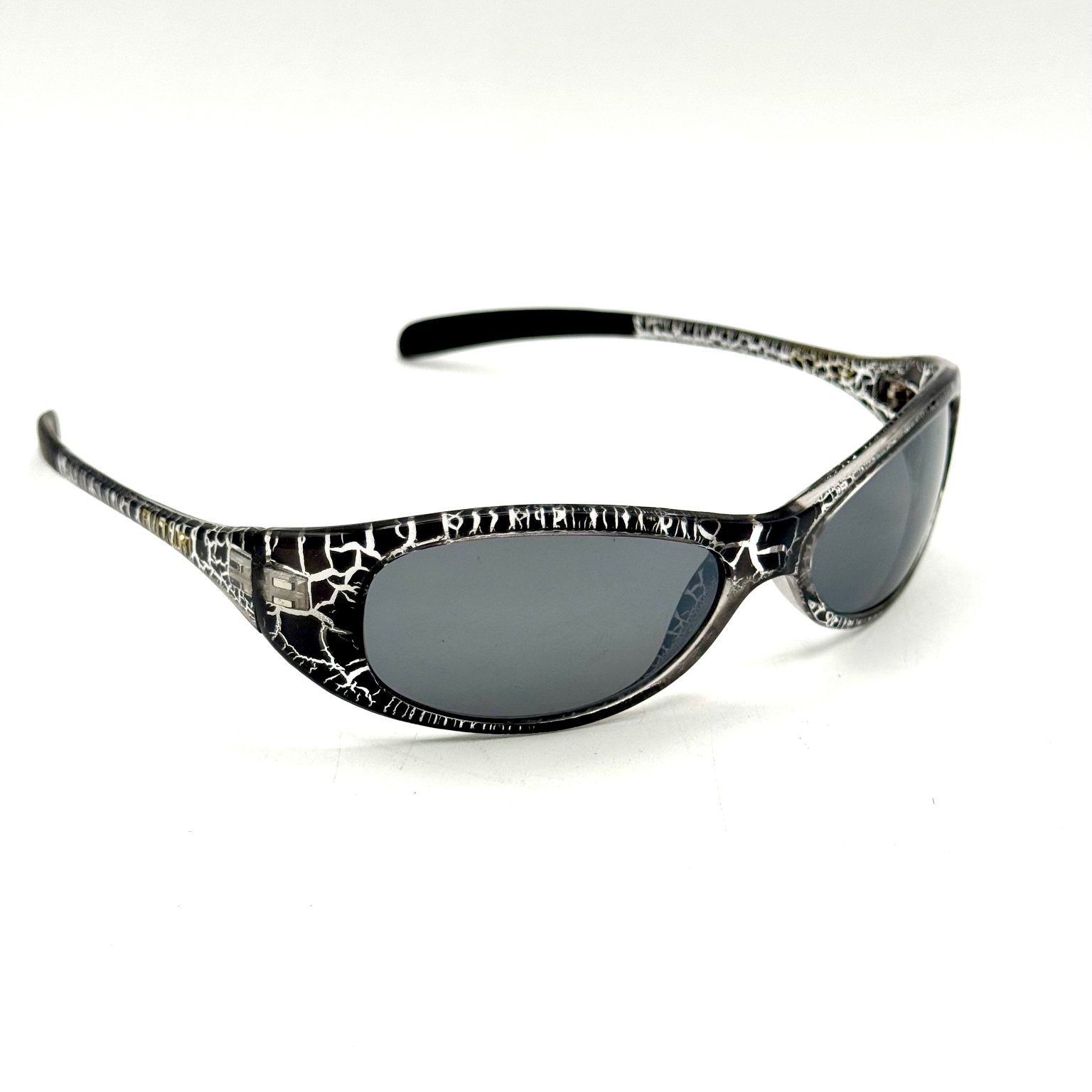 FUTURI Sunglasses Men’s Black White Pattern Sport Wrap UV Protection Shades