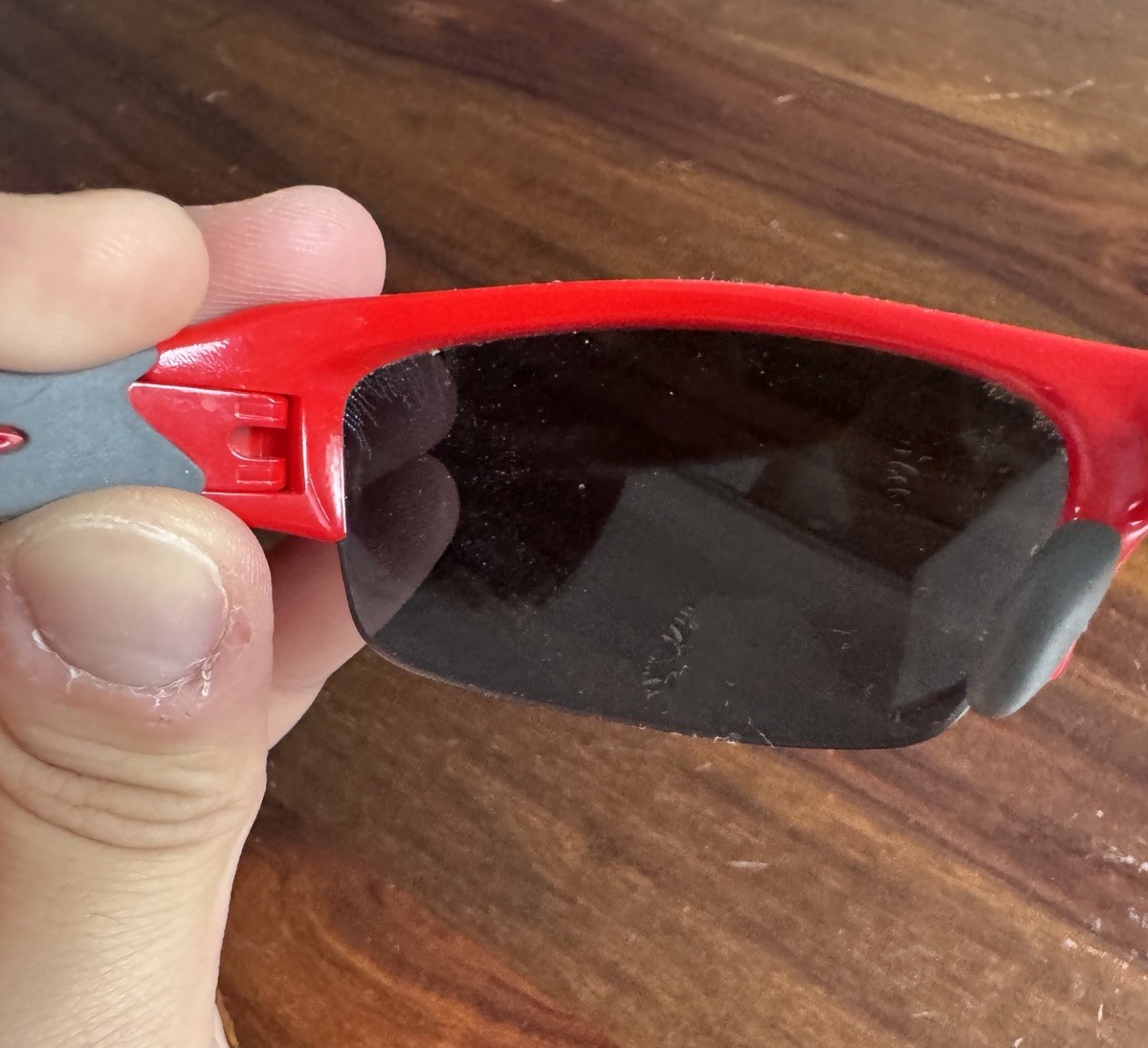 Oakley Flak Jacket Sunglasses VTG MADE IN USA Red/Black Grey Polarized Lens Y2K