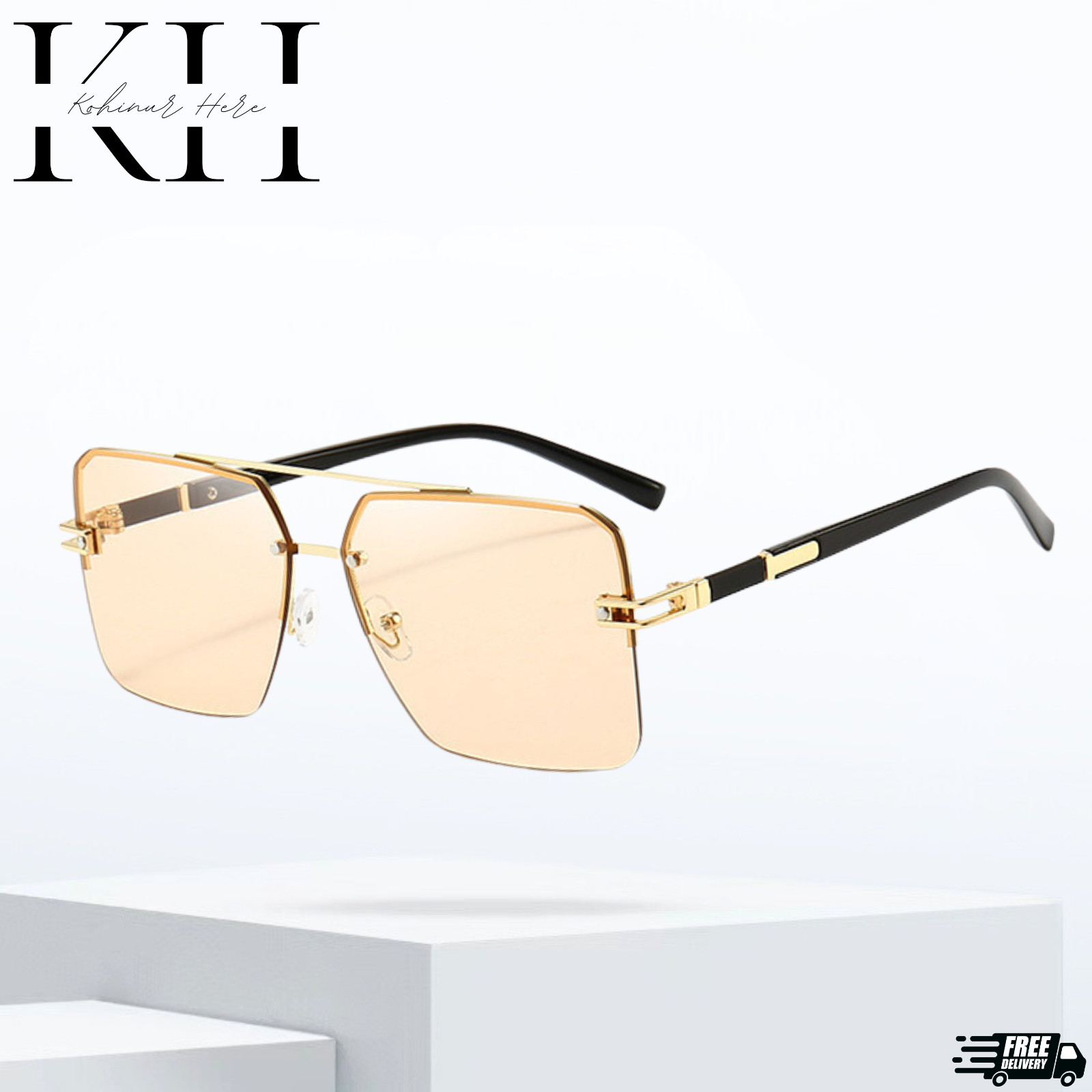 Men’s Sunglasses Designer Square Classic Gold Frame Shades Metal Fashion Hip Hop
