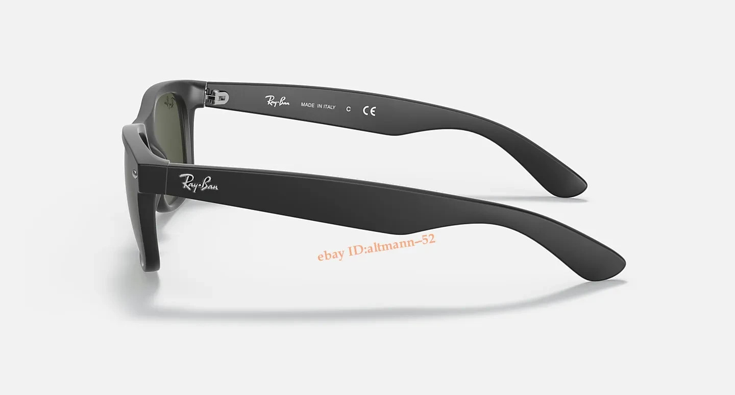 Ray-Ban New Wayfarer RB2132 Sunglasses Matte Black/Green Lens G-15 55mm