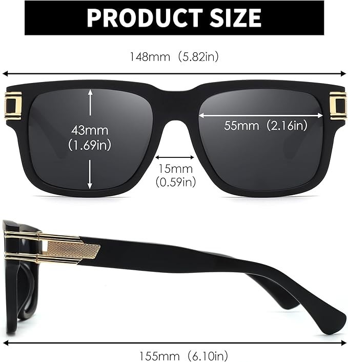 Fashion Men Sunglasses Designer New Style Classic Model Gold Metal Bar Retro NEW