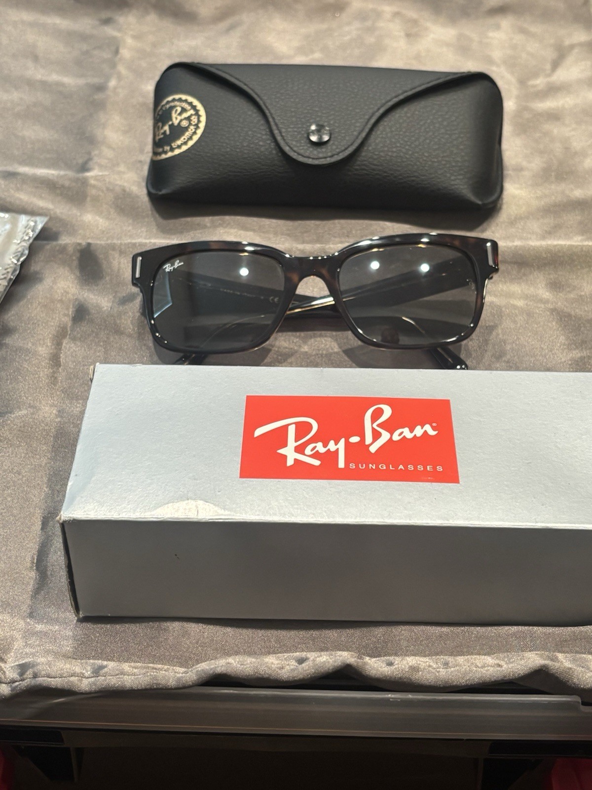 Ray-Ban ORB2190 Jeffrey Men’s Square Sunglasses Brown Tortoise Gray Lens 145mm