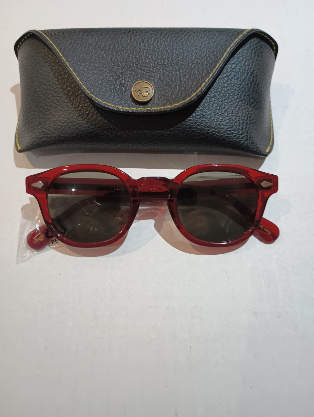 MOSCOT Lemtosh Ruby Red Frame Clear Lens Sunglasses Handmade Unisex
