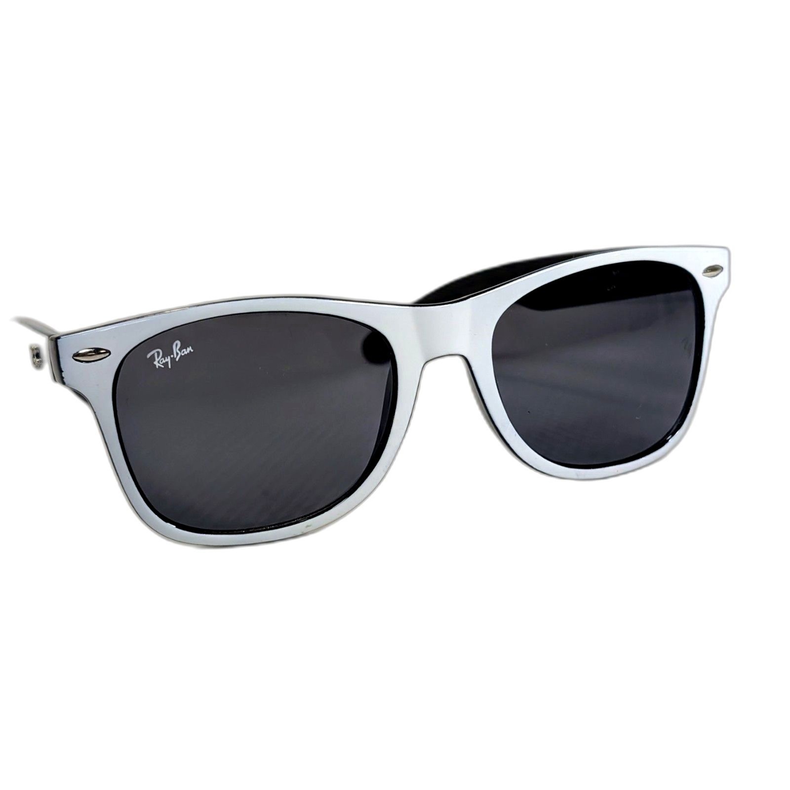 Vintage Ray-Ban Wayfarer Sunglasses White Black Frame Large Italy