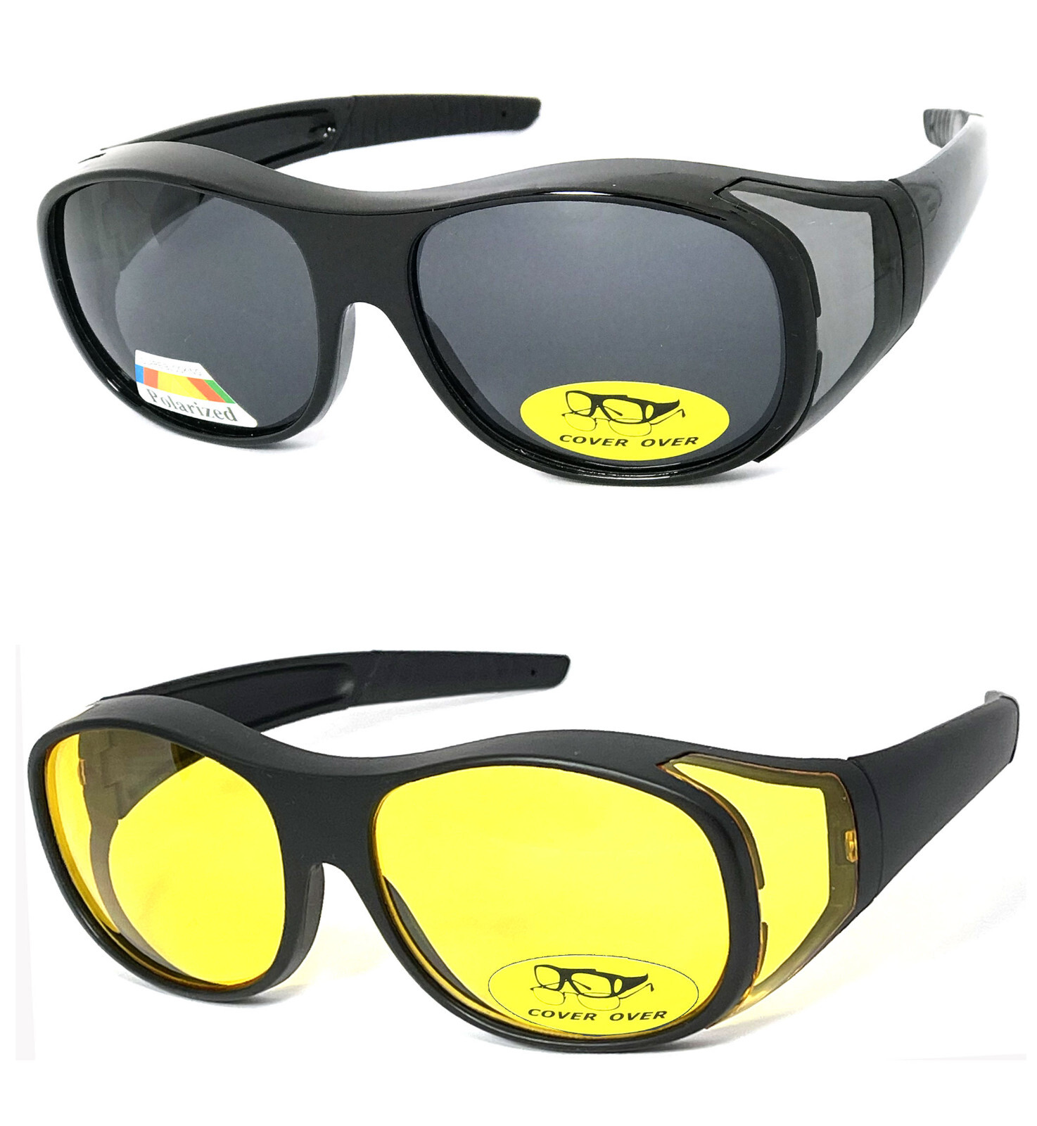Fit Over Glasses Yellow Smoke Lens Wear Over Cover Anti Glare Sunglasses