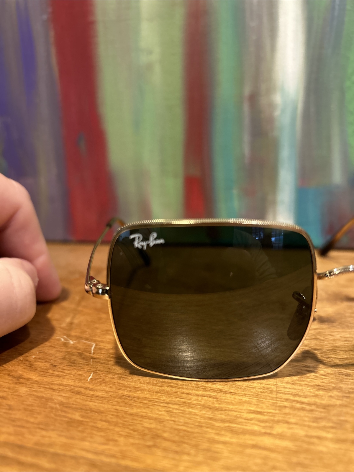 RAY-BAN RB 1971 9147/31 GOLD SQUARE AUTHENTIC FRAME SUNGLASSES 54-19 + CASE!