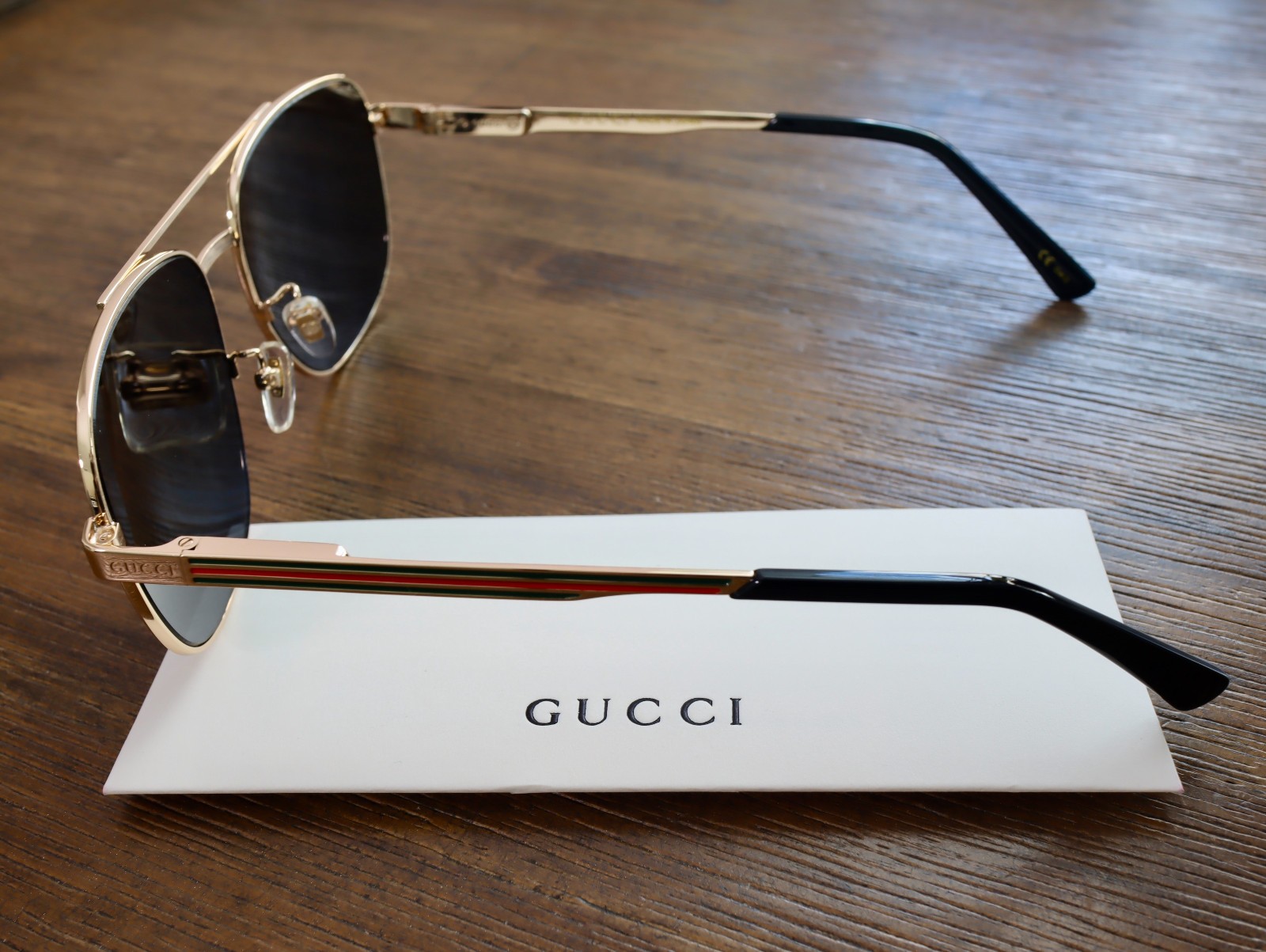 Gucci GG1223S 002 60mm Aviator Sunglasses in Gold/Gray Lens