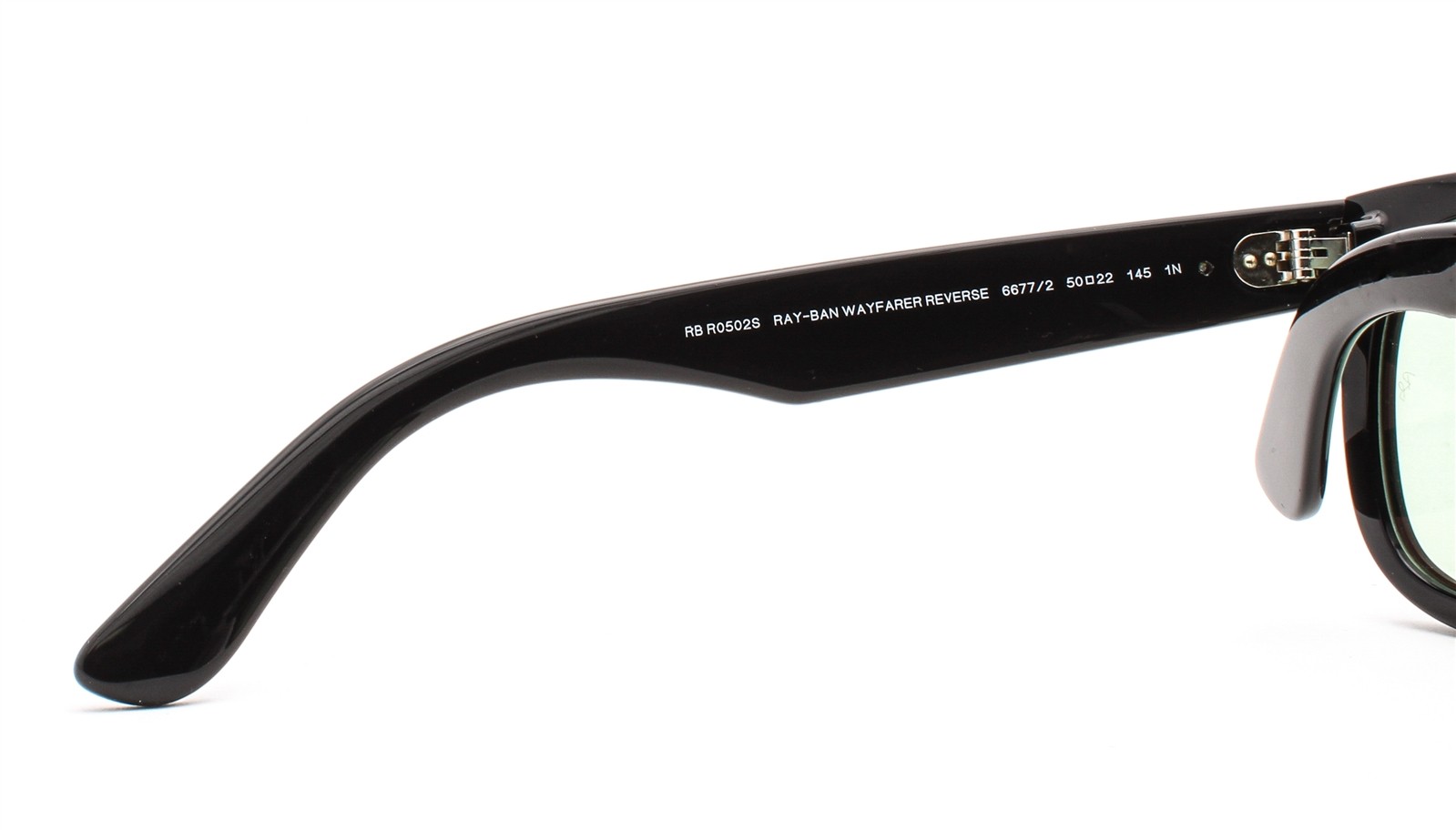 Ray-Ban Wayfarer Reverse Sunglasses RBR0502S Shiny Black Light Green 50mm w/case