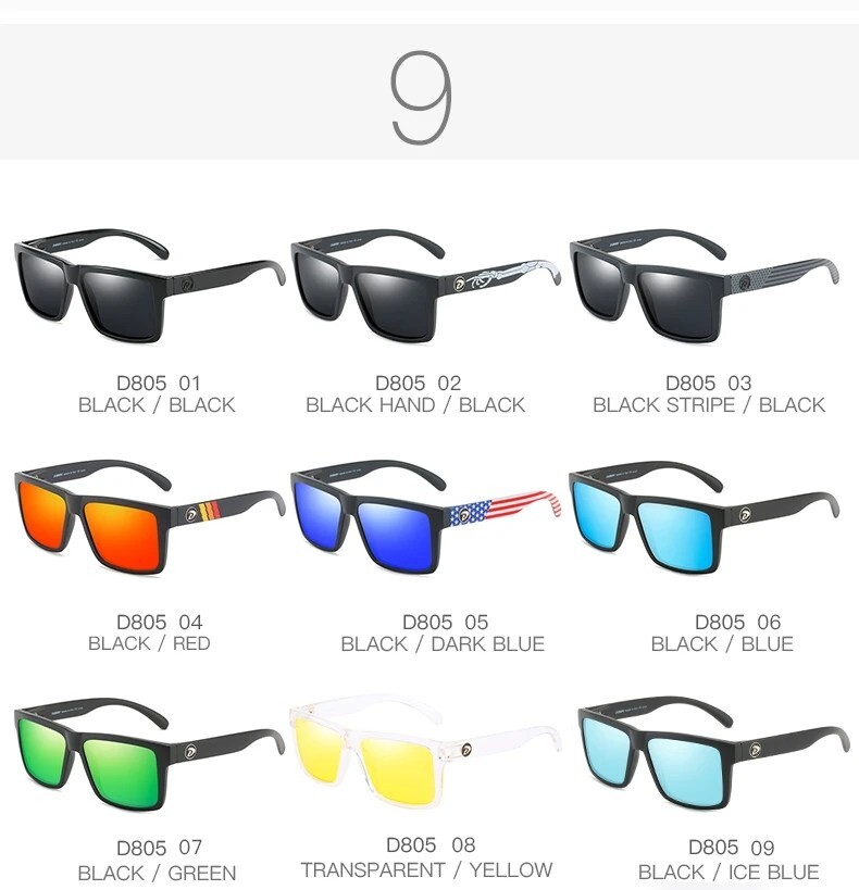 DUBERY Polarized Sunglasses Men Women Driving Sports Glasses Mirror Square UV400