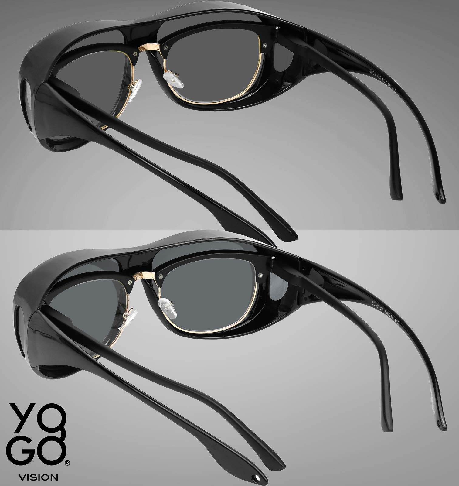 Yogo Vision Fit Over Wrap Sunglasses Polarized Lens Wear Over Eyeglasses 100% UV