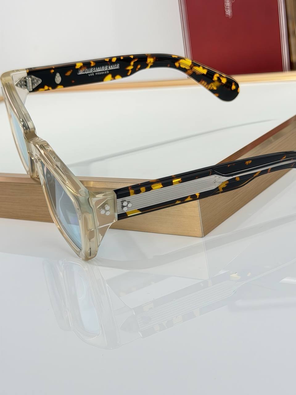 Jacques Marie Mage Walker Sunglasses Clear Crystal Frame Blue Lenses 53-21-146
